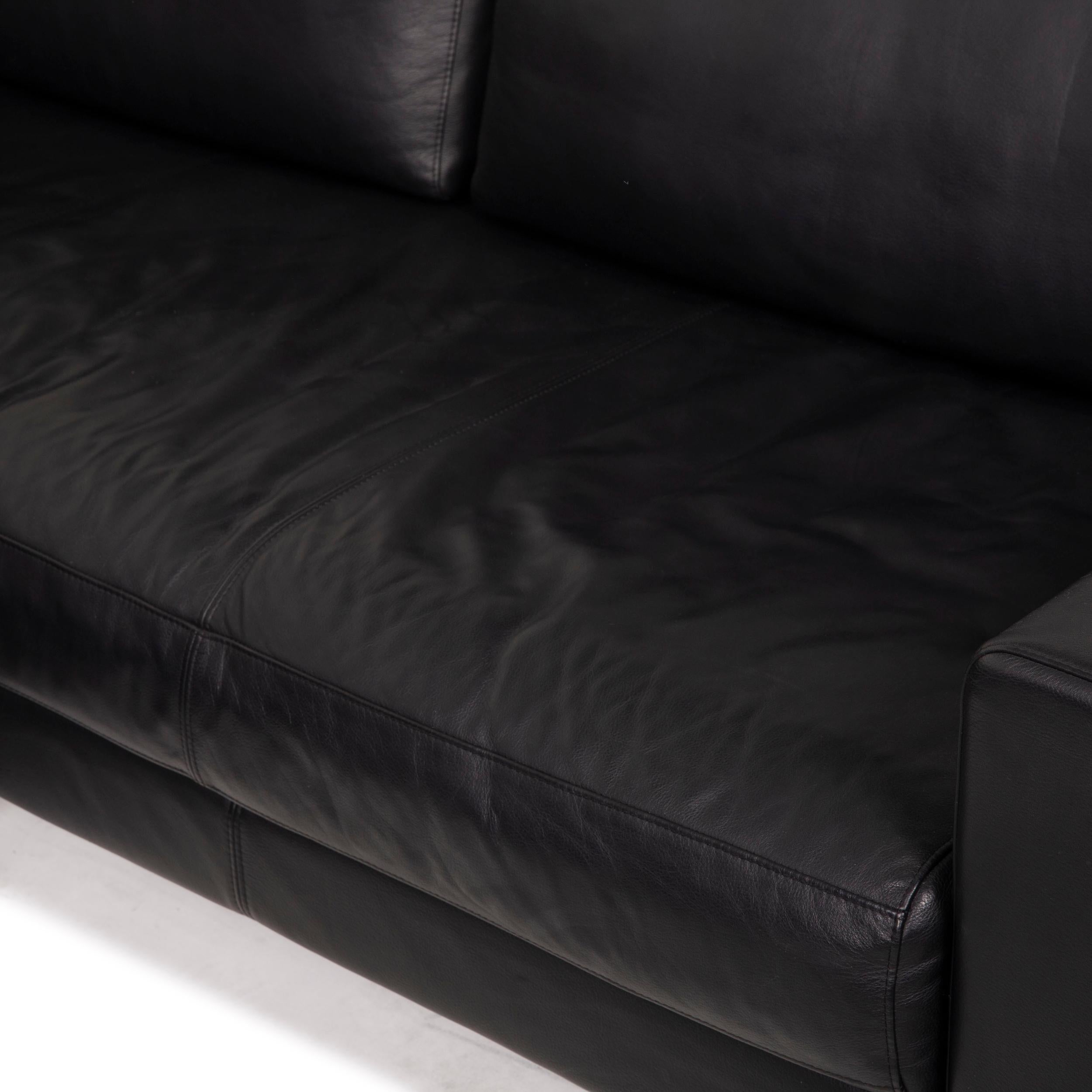 Modern Rolf Benz Vida Leather Sofa Black Corner Sofa