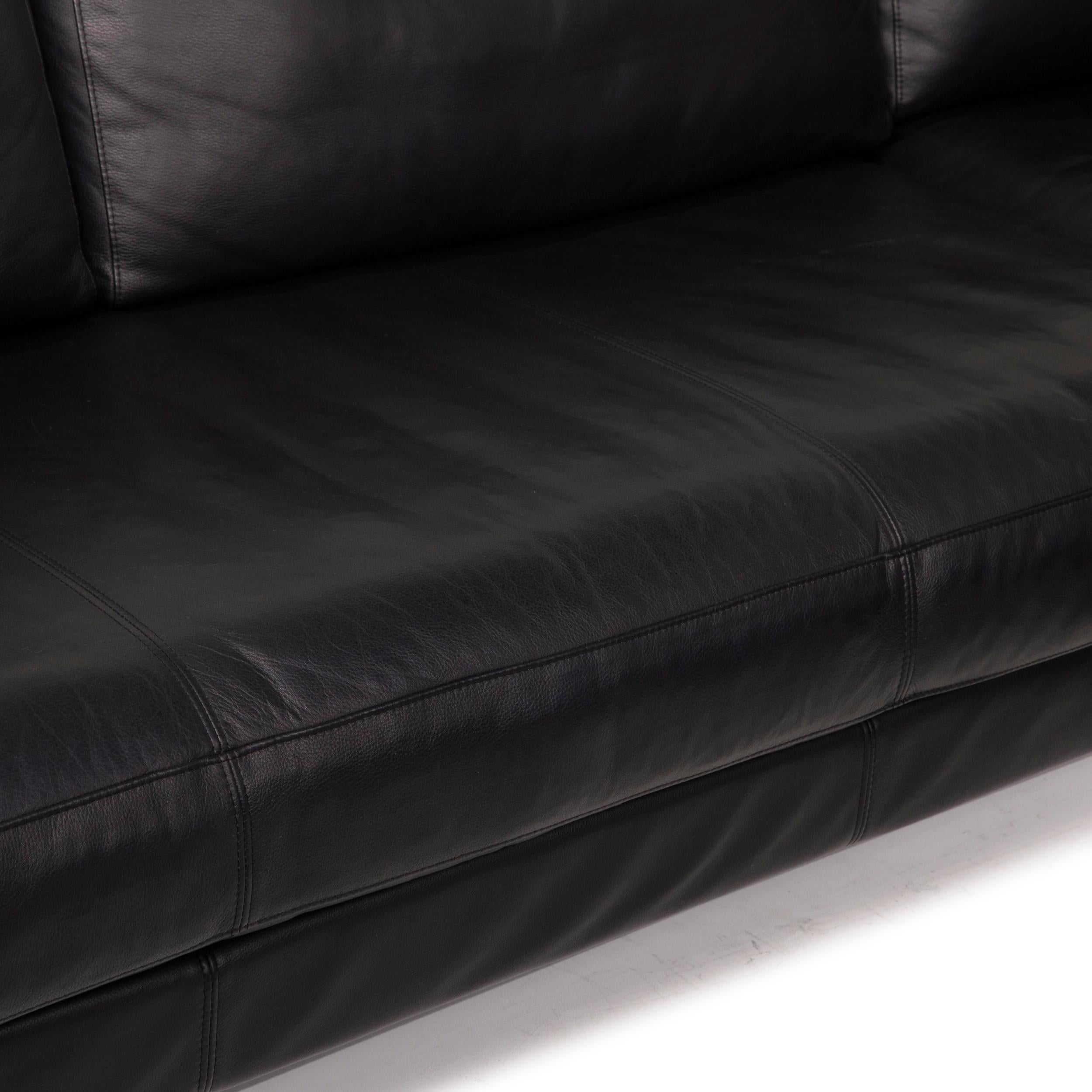 Rolf Benz Vida Leather Sofa Black Corner Sofa 2