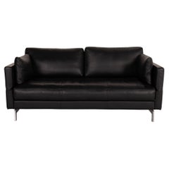 Rolf Benz Vida Leather Sofa Black Three-Seater Couch Function