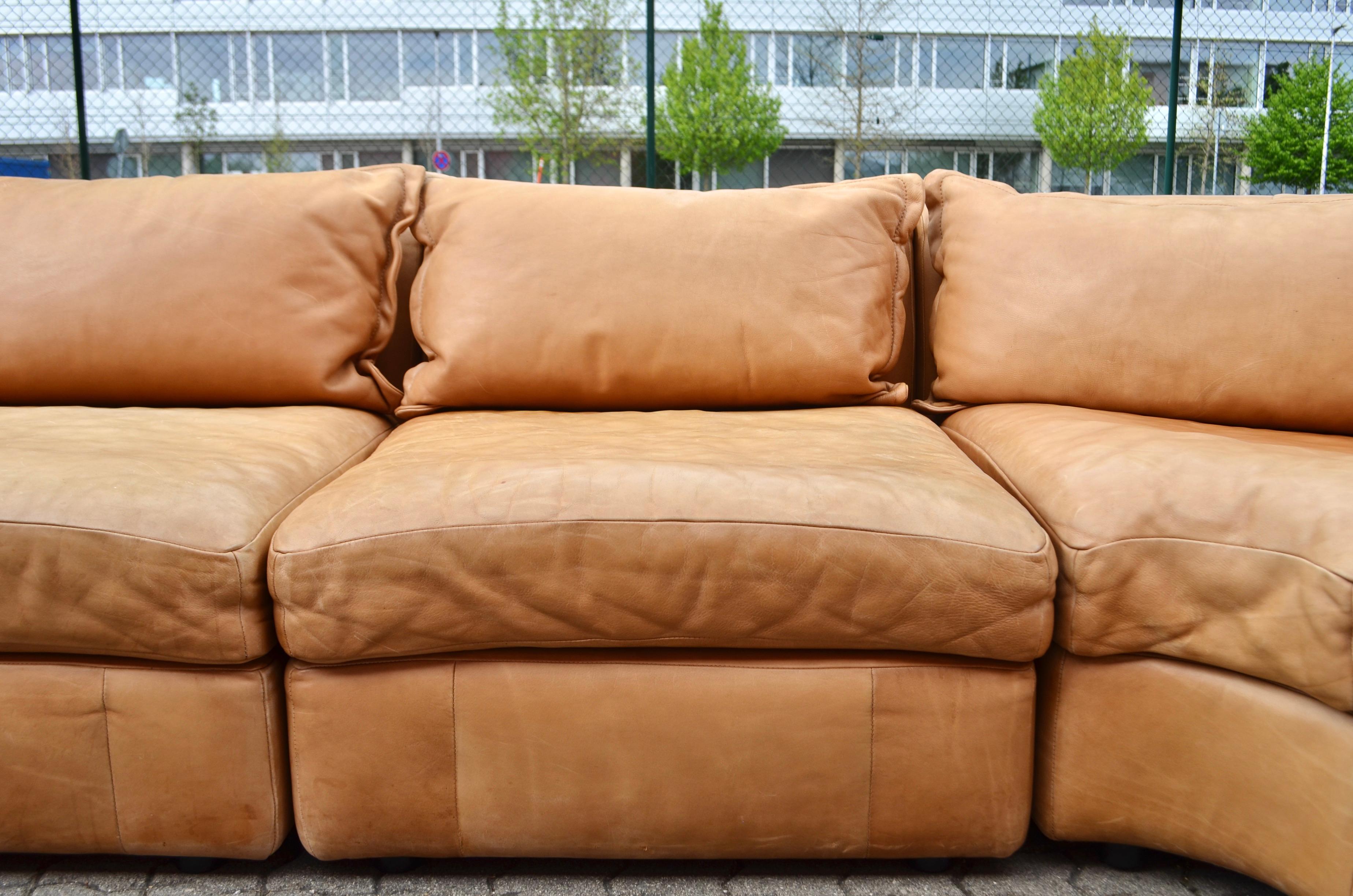 Rolf Benz Vintage Cognac-Wohnzimmer-Suite Modulares 70er-Jahre-Sofa im Angebot 3