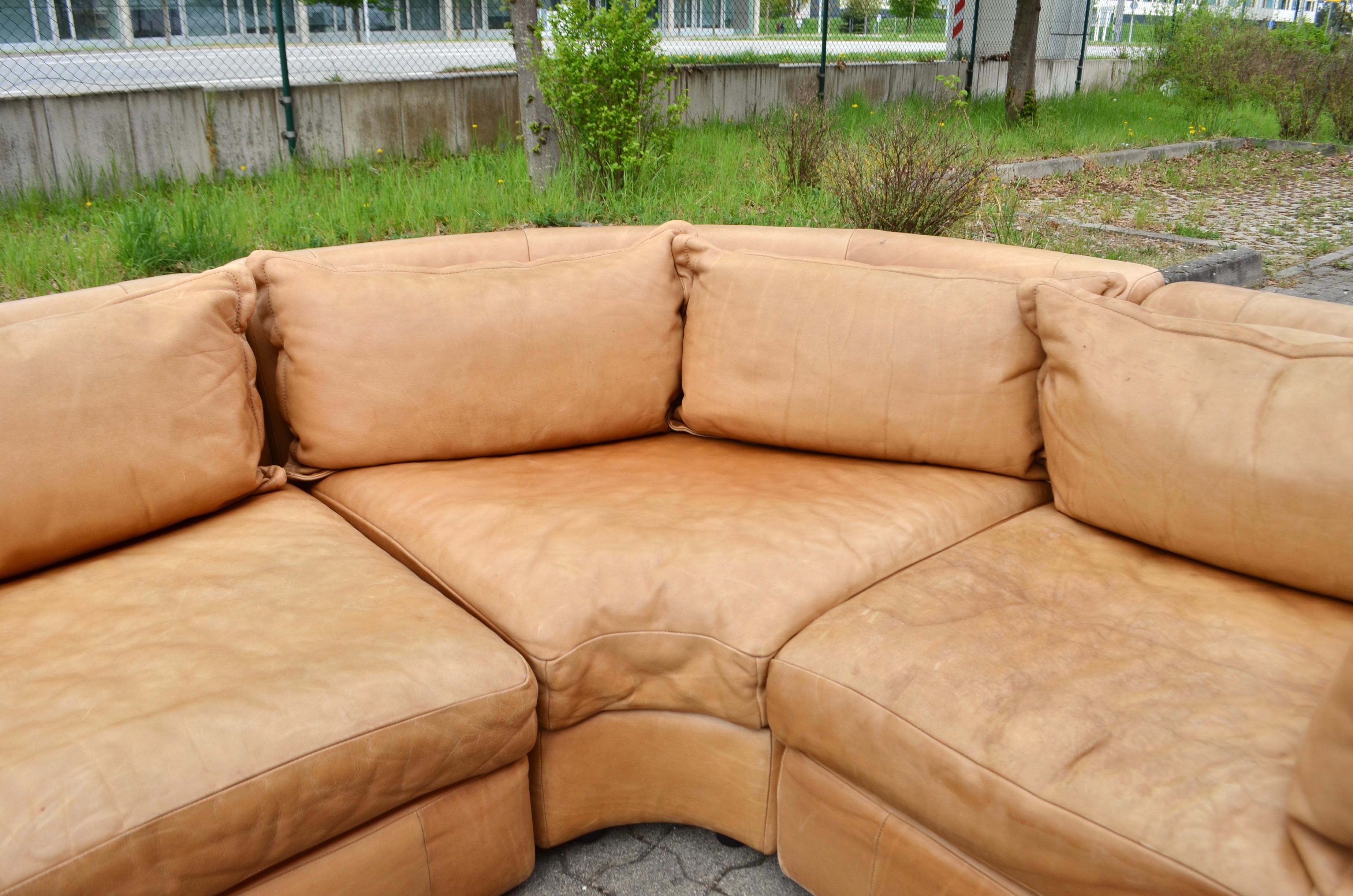 Rolf Benz Vintage Cognac-Wohnzimmer-Suite Modulares 70er-Jahre-Sofa im Angebot 7