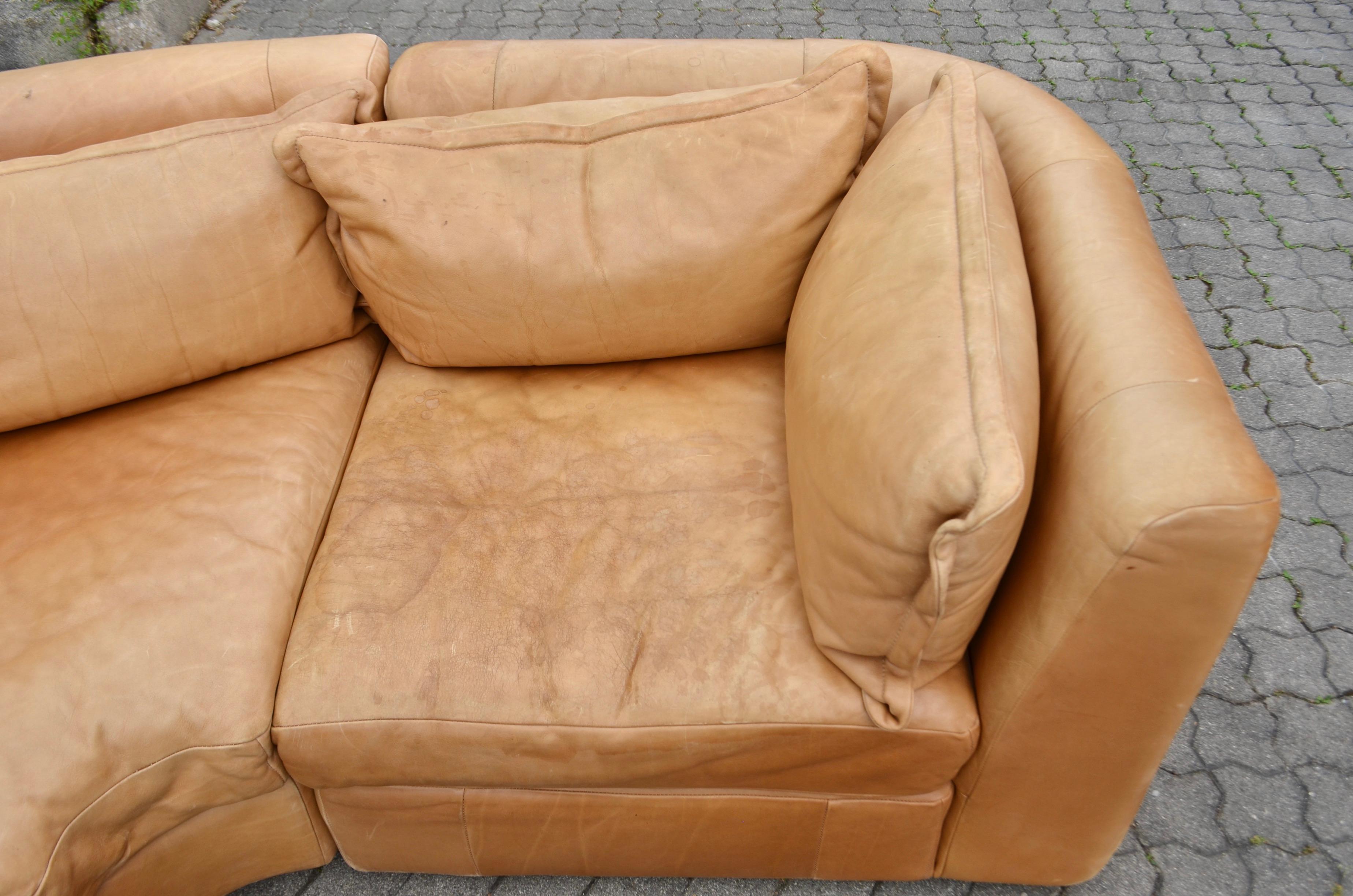 Rolf Benz Vintage Cognac-Wohnzimmer-Suite Modulares 70er-Jahre-Sofa im Angebot 8