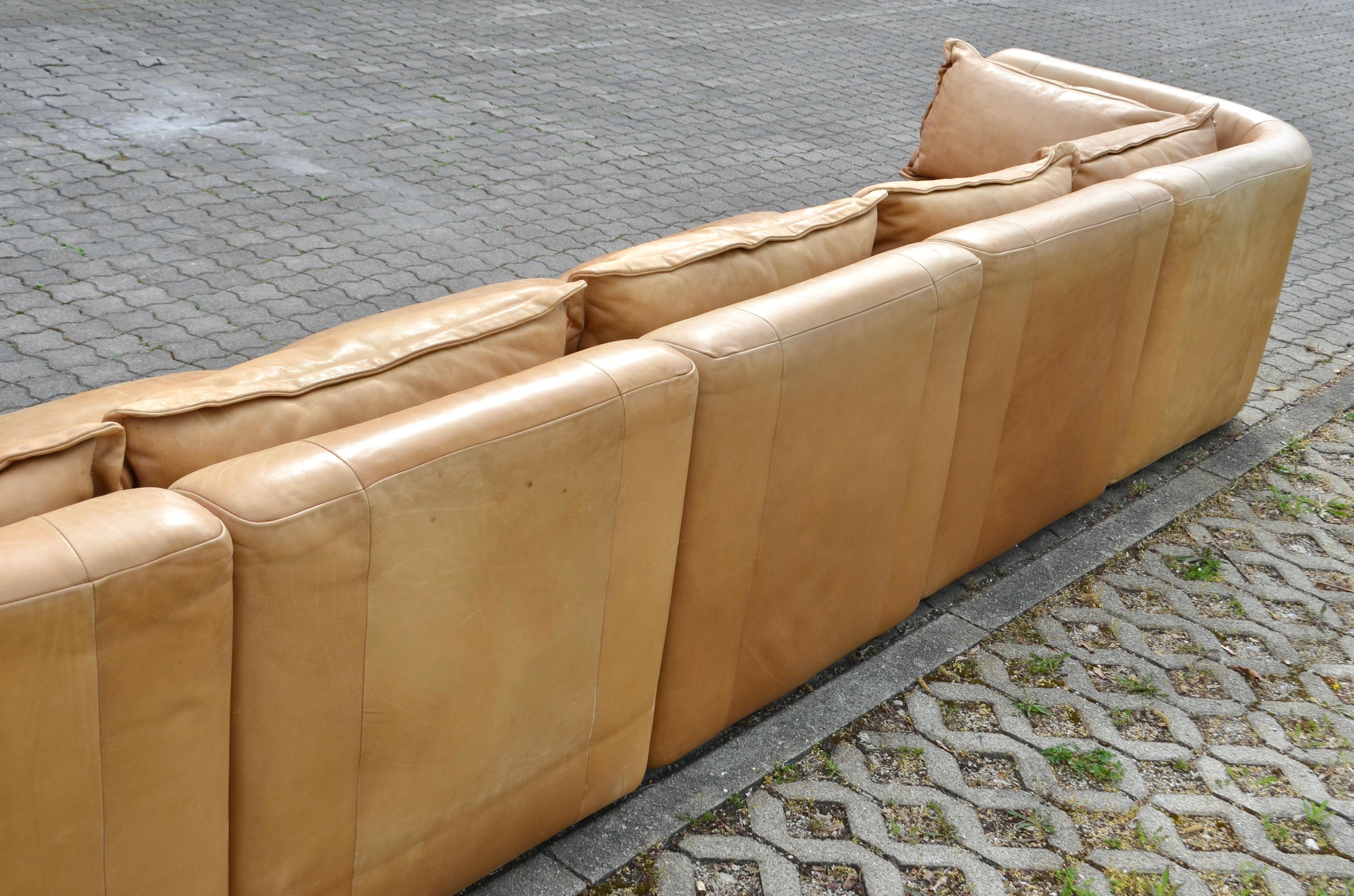 Rolf Benz Vintage Cognac-Wohnzimmer-Suite Modulares 70er-Jahre-Sofa im Angebot 13