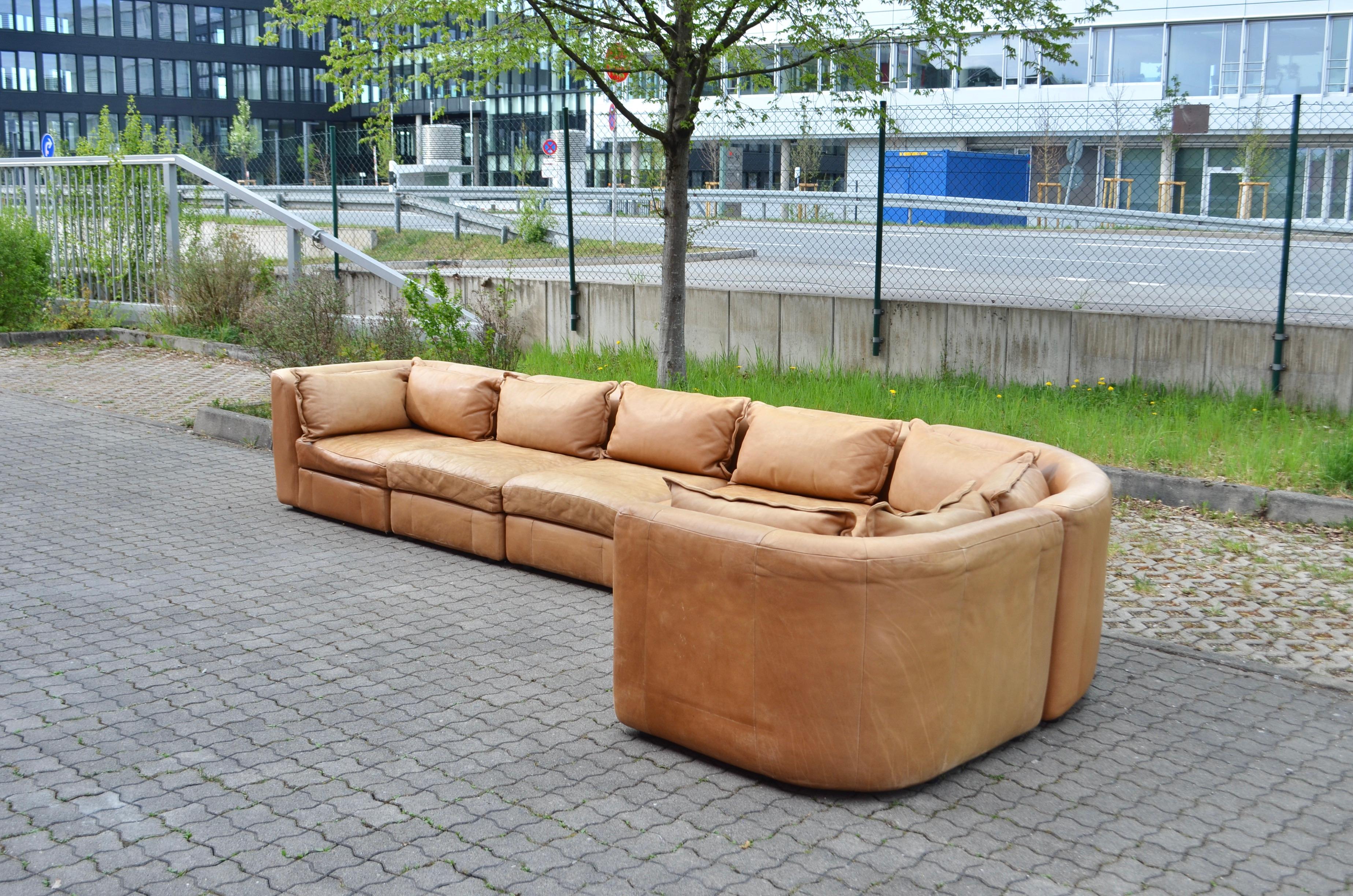 Rolf Benz Vintage Cognac-Wohnzimmer-Suite Modulares 70er-Jahre-Sofa (Deutsch) im Angebot