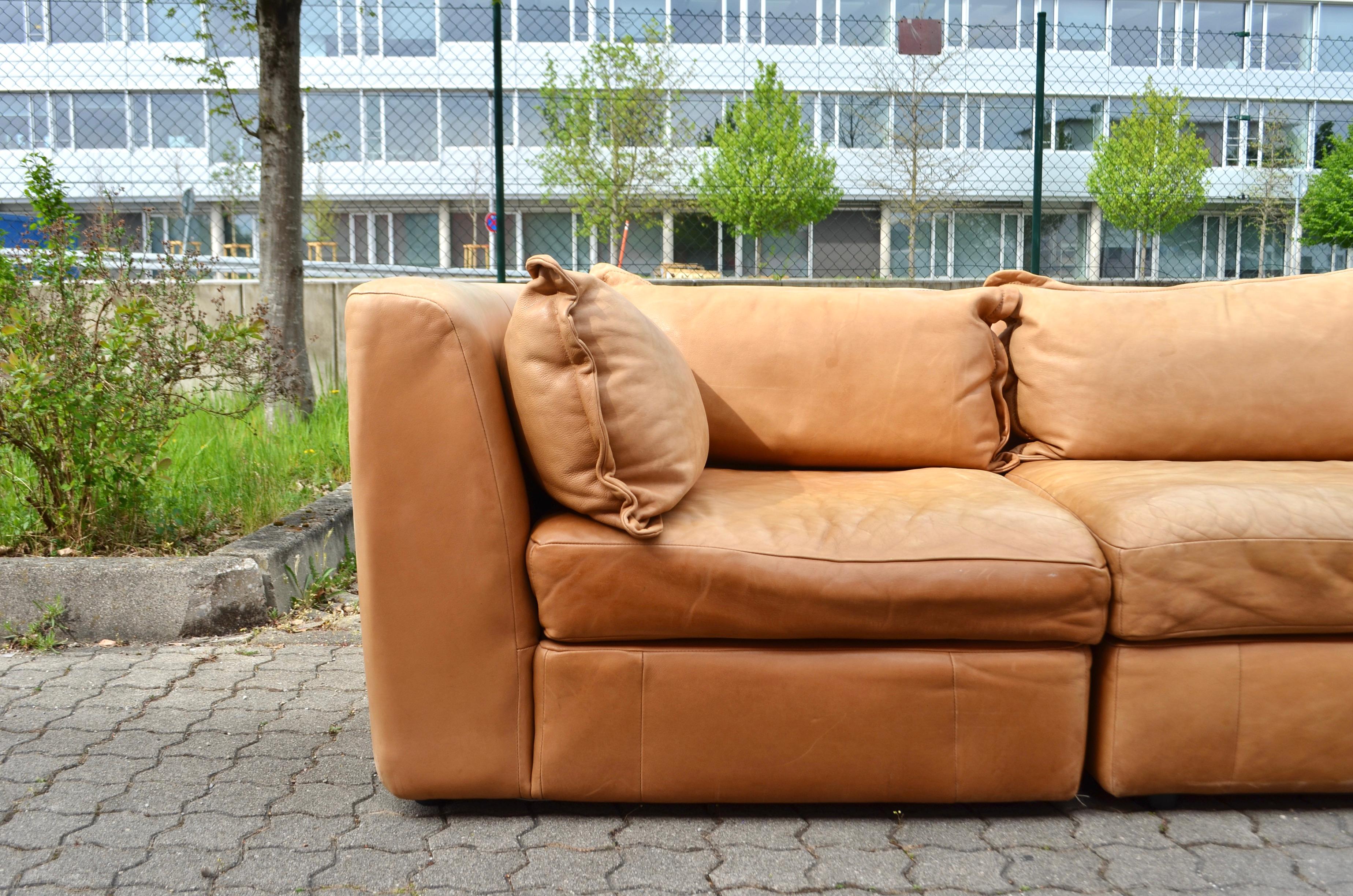 Rolf Benz Vintage Cognac-Wohnzimmer-Suite Modulares 70er-Jahre-Sofa (Ende des 20. Jahrhunderts) im Angebot
