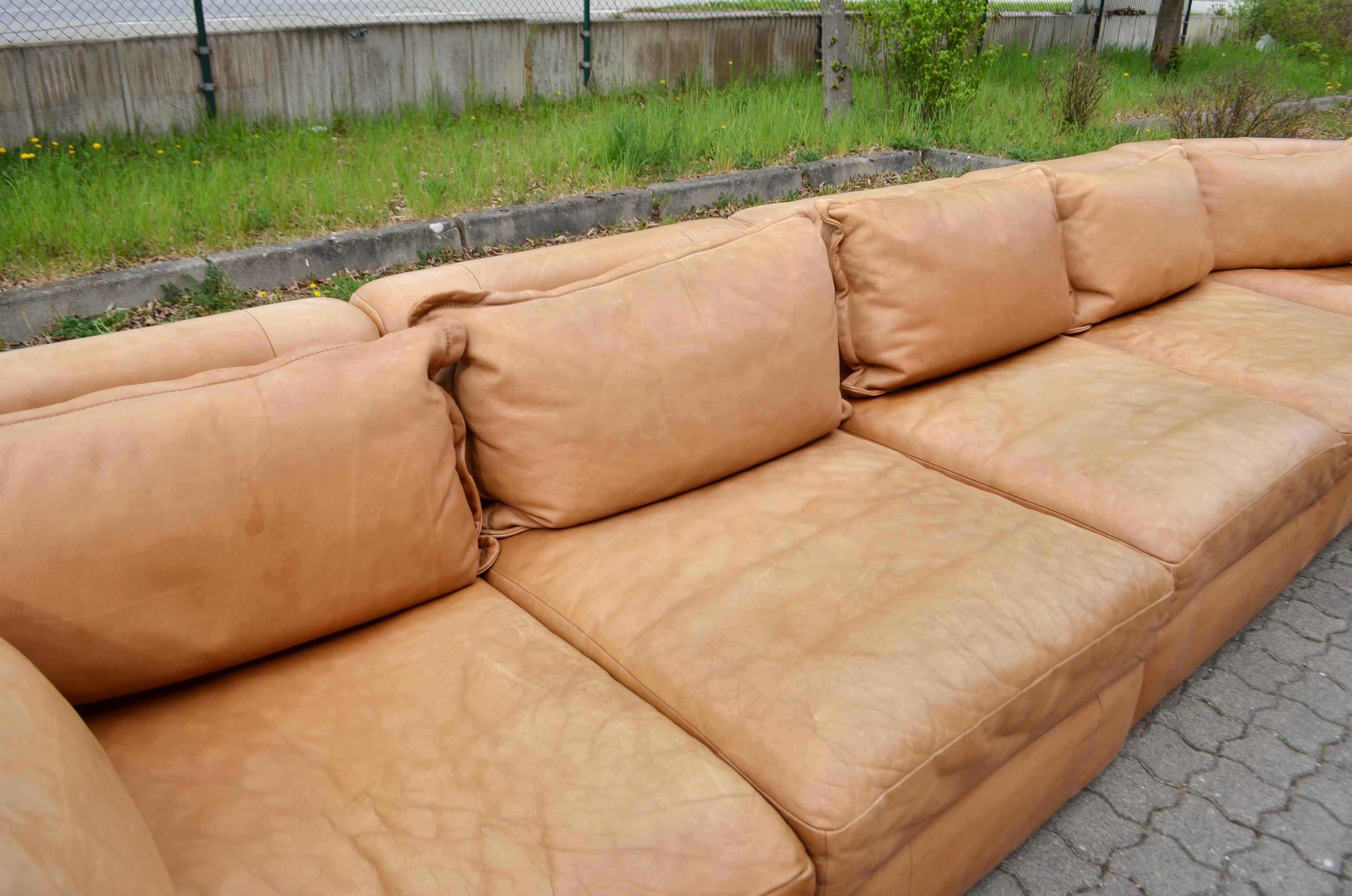 Rolf Benz Vintage Cognac-Wohnzimmer-Suite Modulares 70er-Jahre-Sofa im Angebot 1