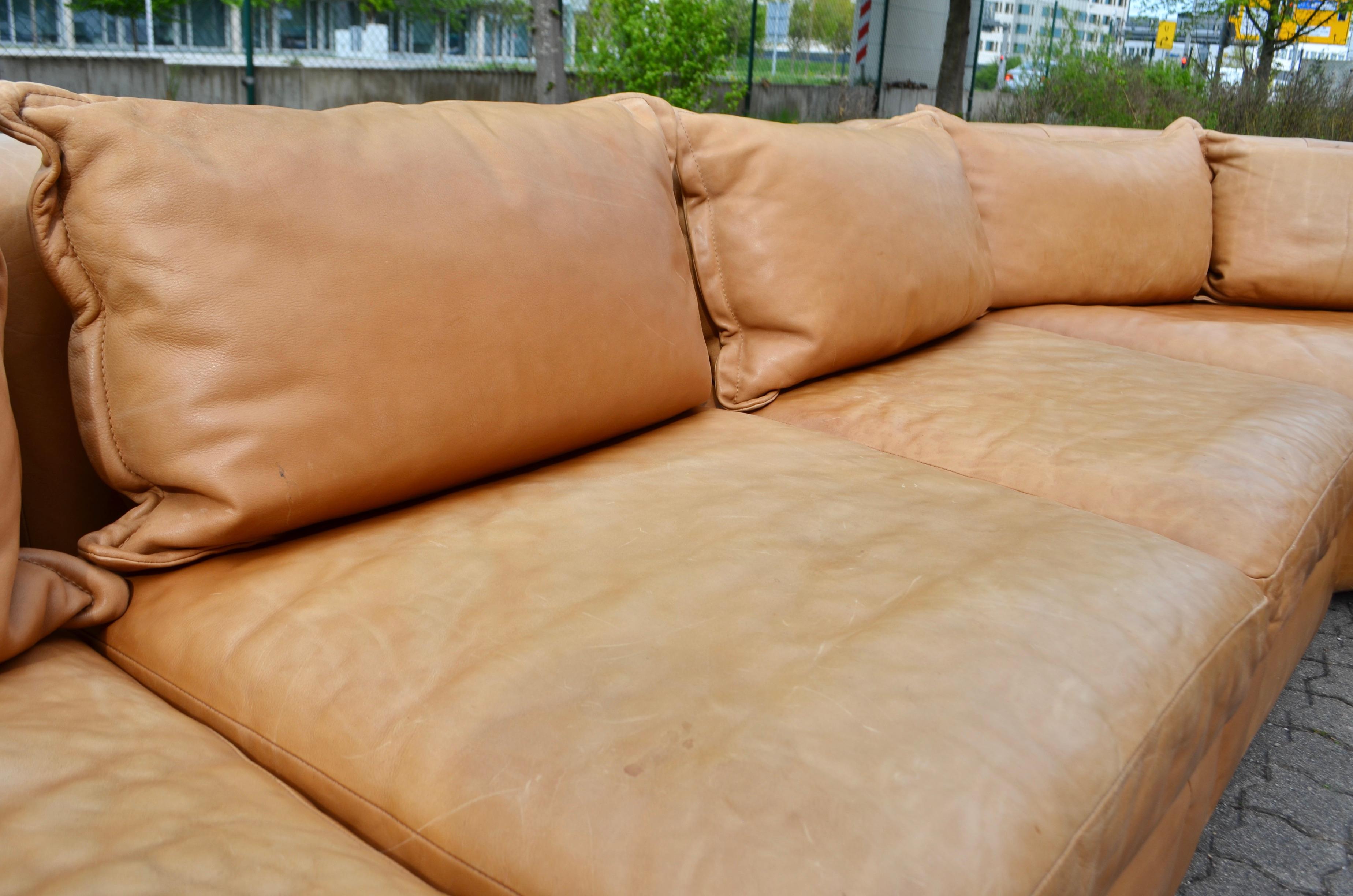 Rolf Benz Vintage Cognac-Wohnzimmer-Suite Modulares 70er-Jahre-Sofa im Angebot 2