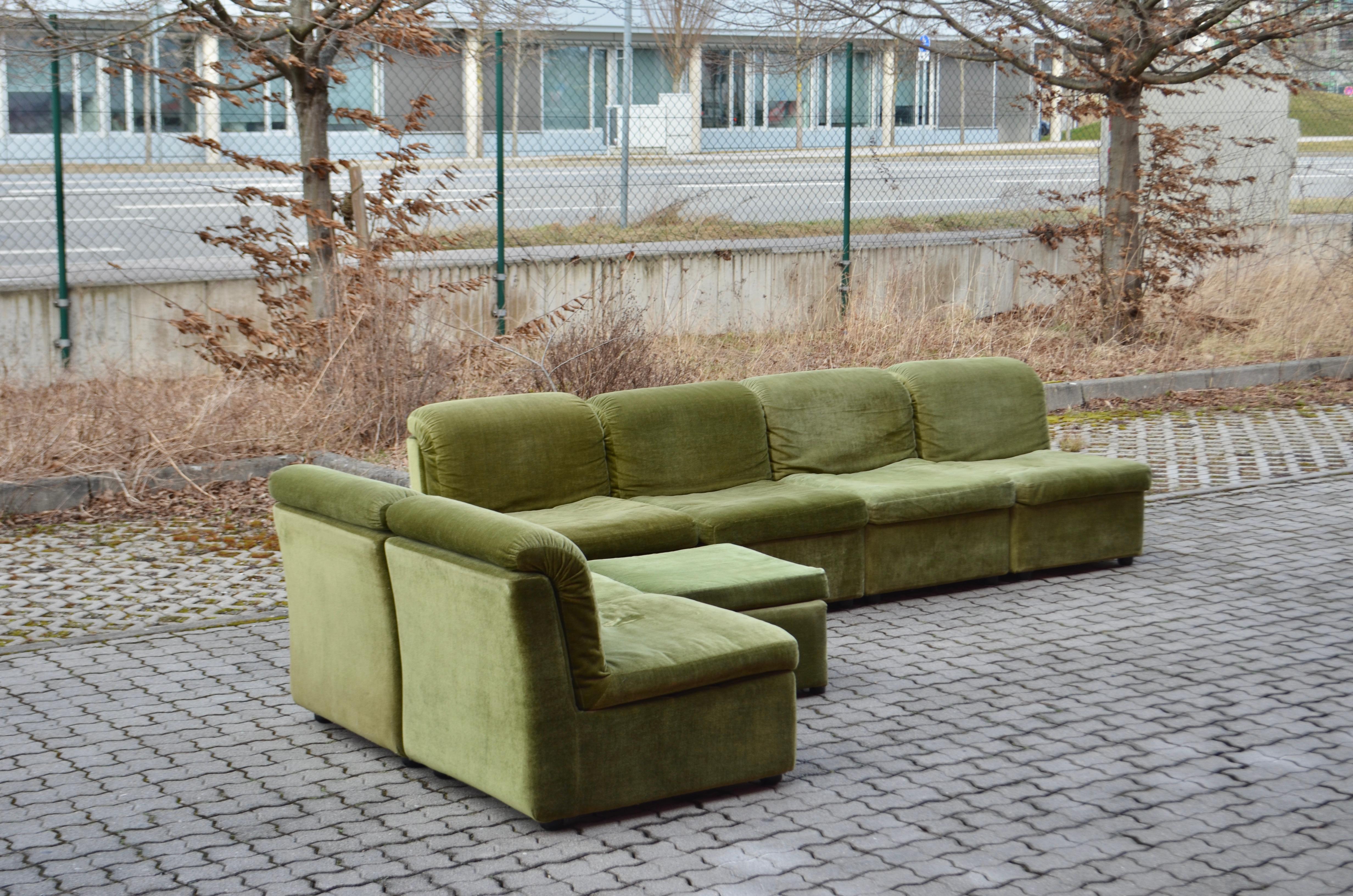 Rolf Benz Vintage Living Room Suite Modular 70ties olivegreen Sectional Sofa 7