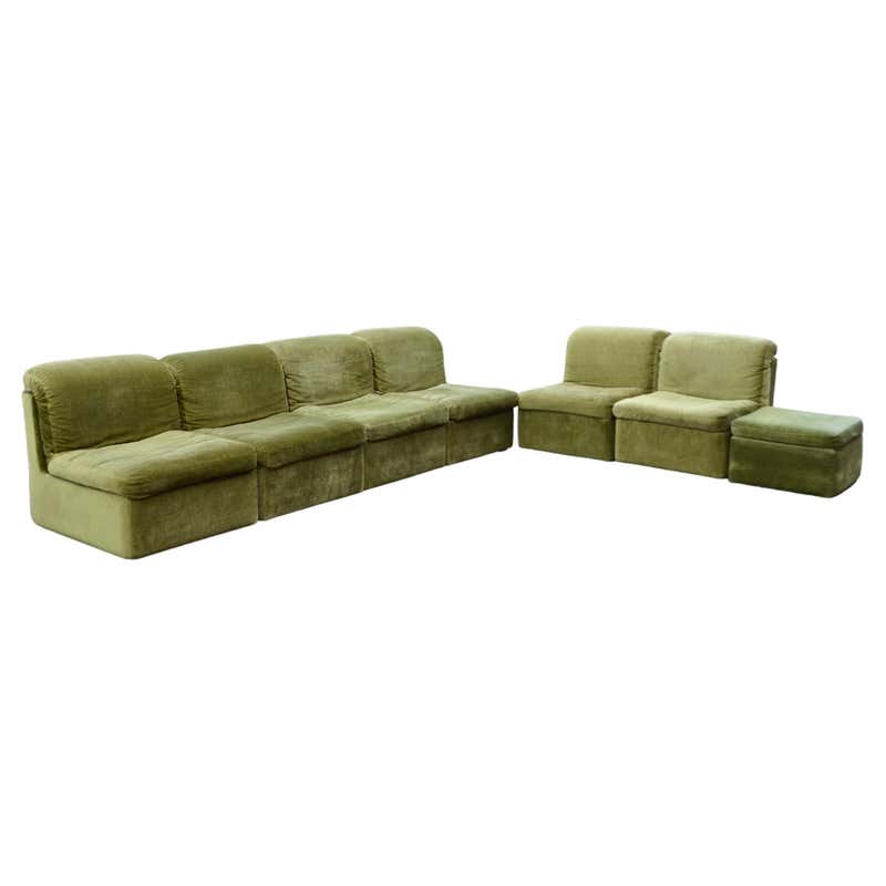 Retro Style Module Chair Vintage Modular Moss Green 1970s Sofa Living Room Suite at 1stDibs ...