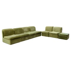 Rolf Benz Vintage Living Room Suite Modular 70ties olivegreen Sectional Sofa