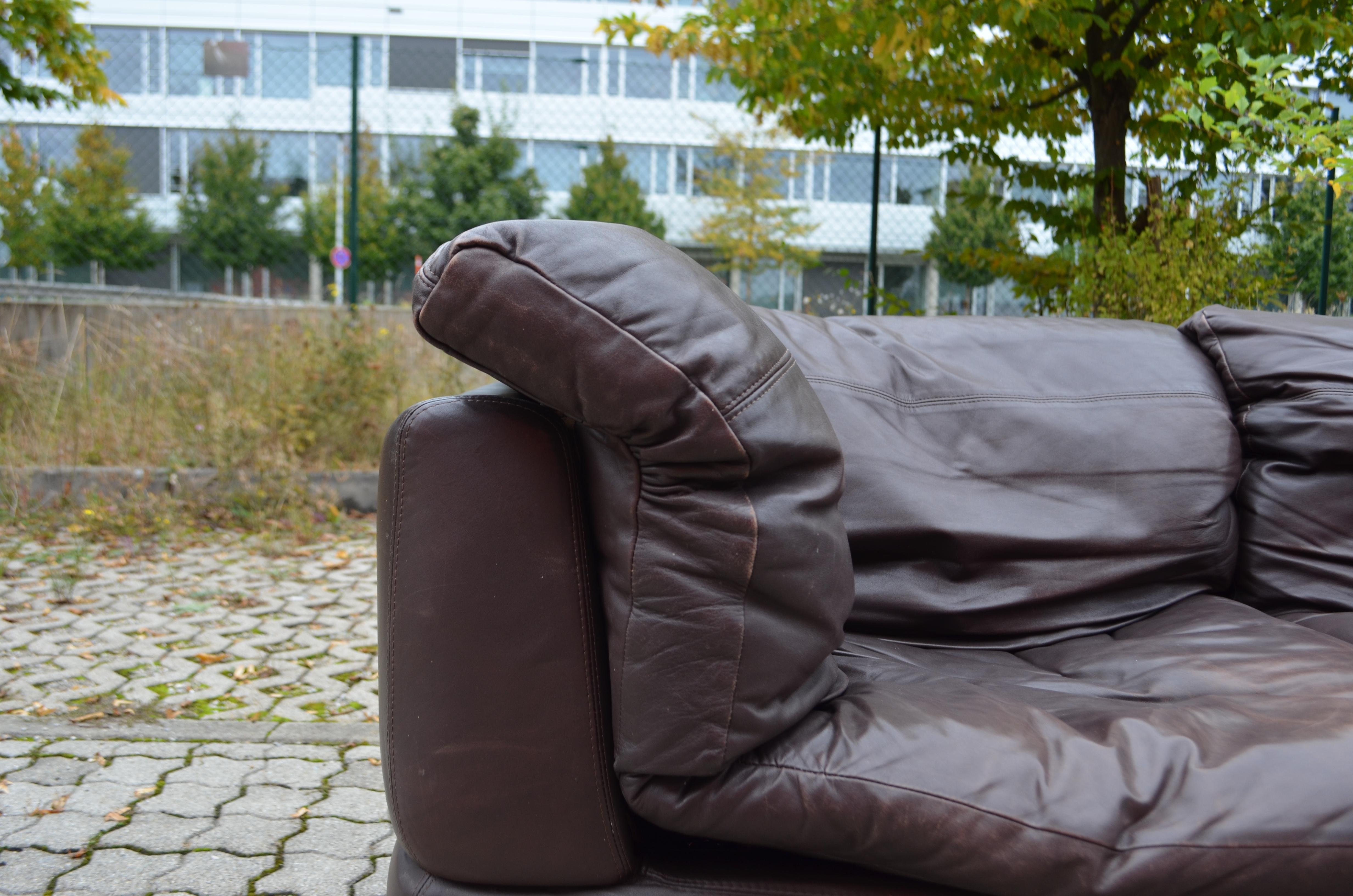 Rolf Benz Vintage Modular Brown Leather Lounge Sofa, Germany, 1970 For Sale 3