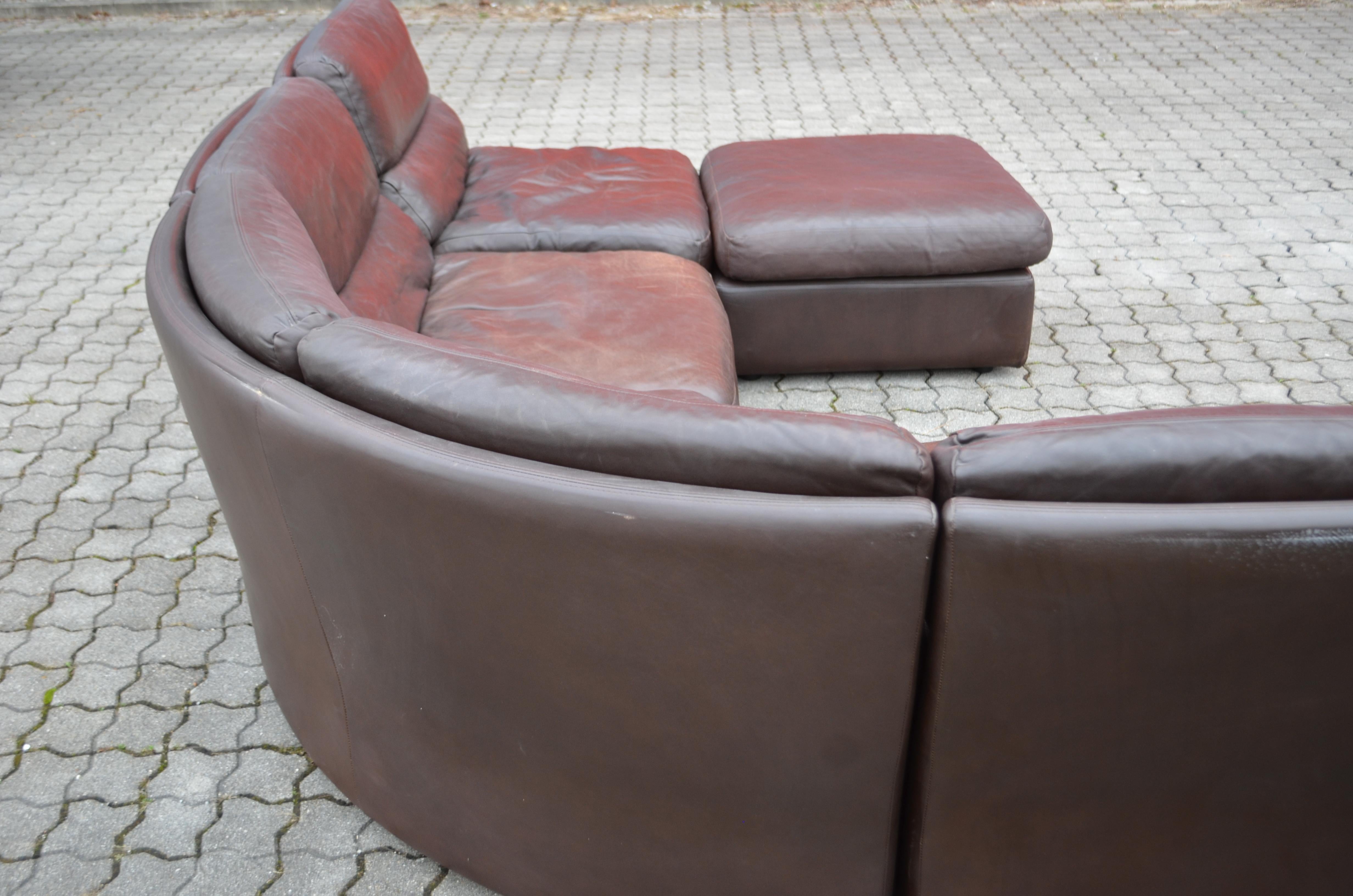 Rolf Benz Vintage Modular Brown Leather Lounge Sofa, Germany, 1970 14