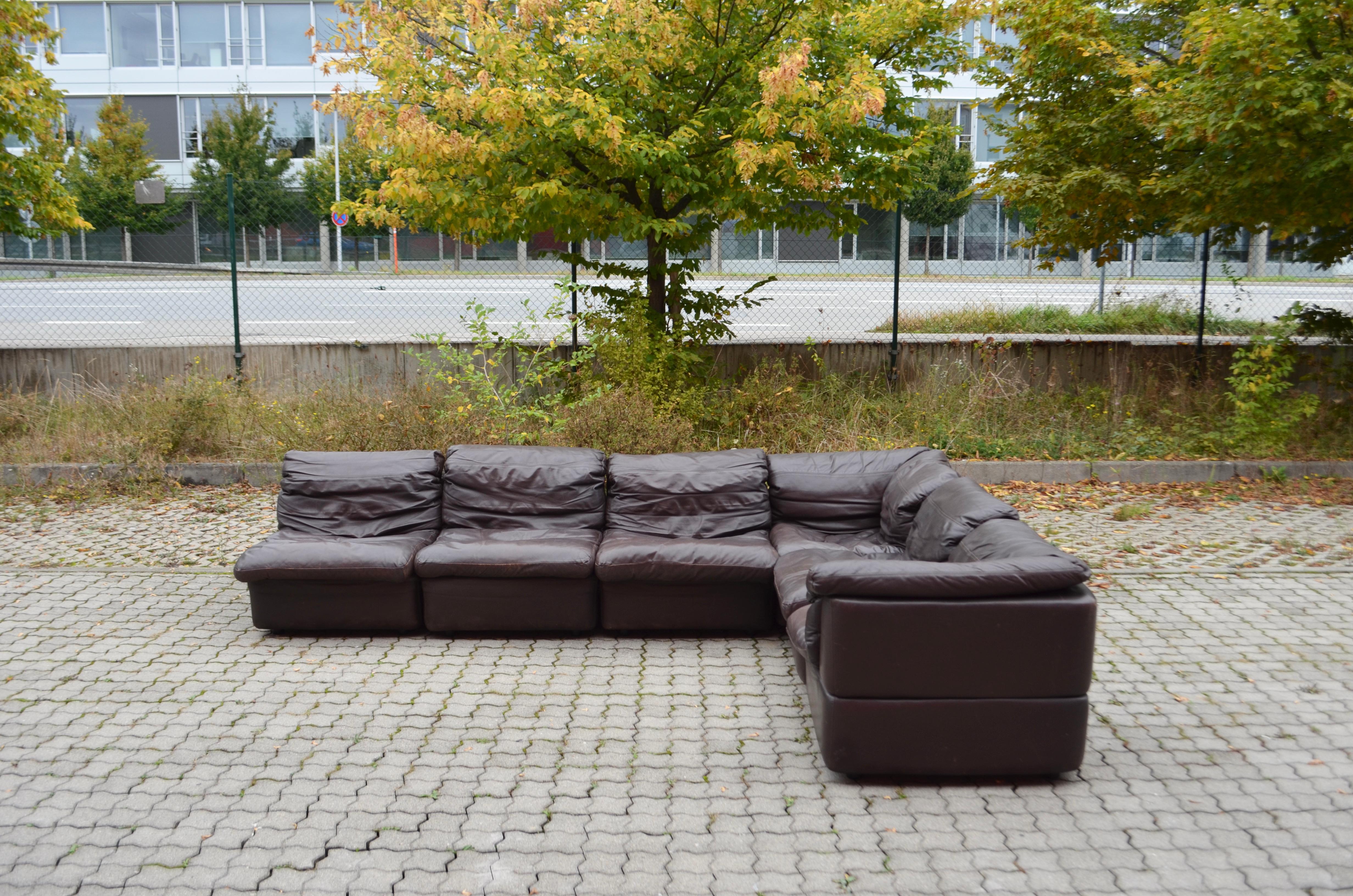 brown leather modular sectional