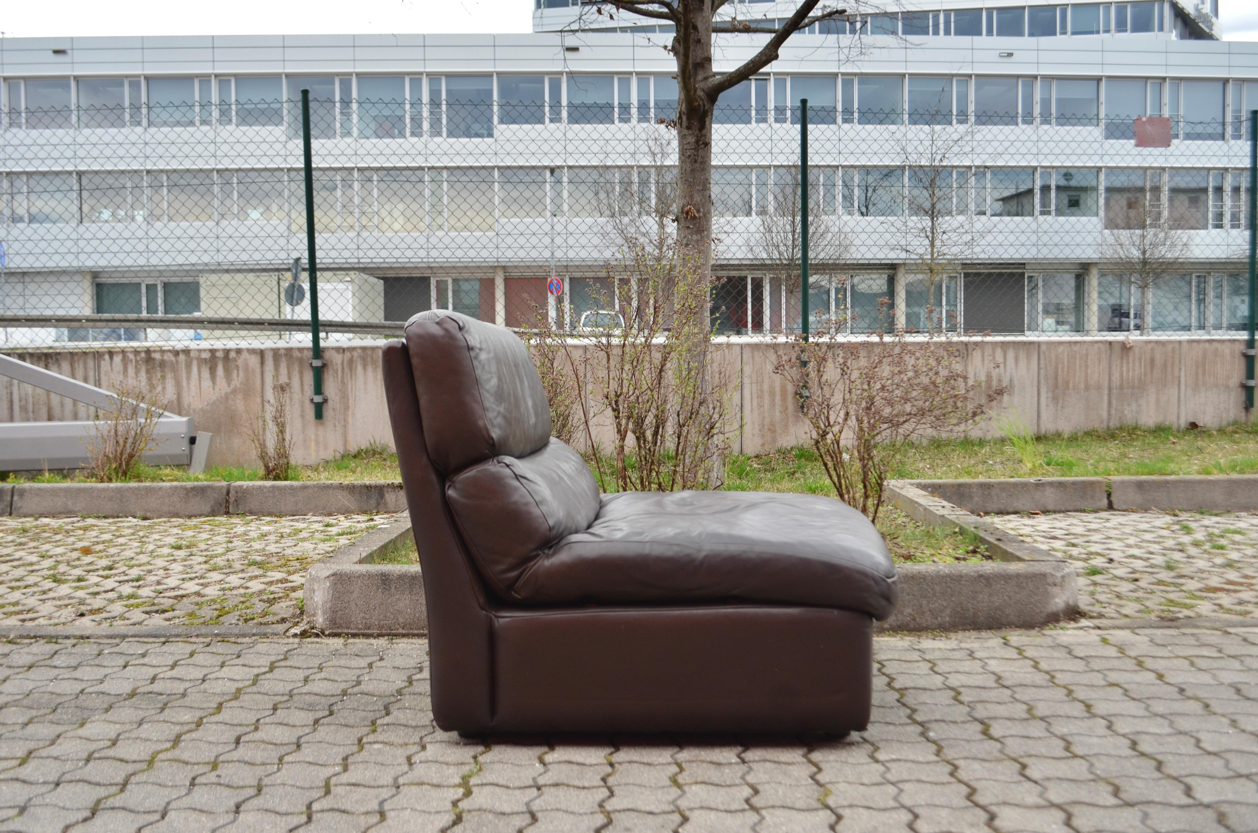 Rolf Benz Vintage Modular Brown Leather Lounge Sofa, Germany, 1970 4