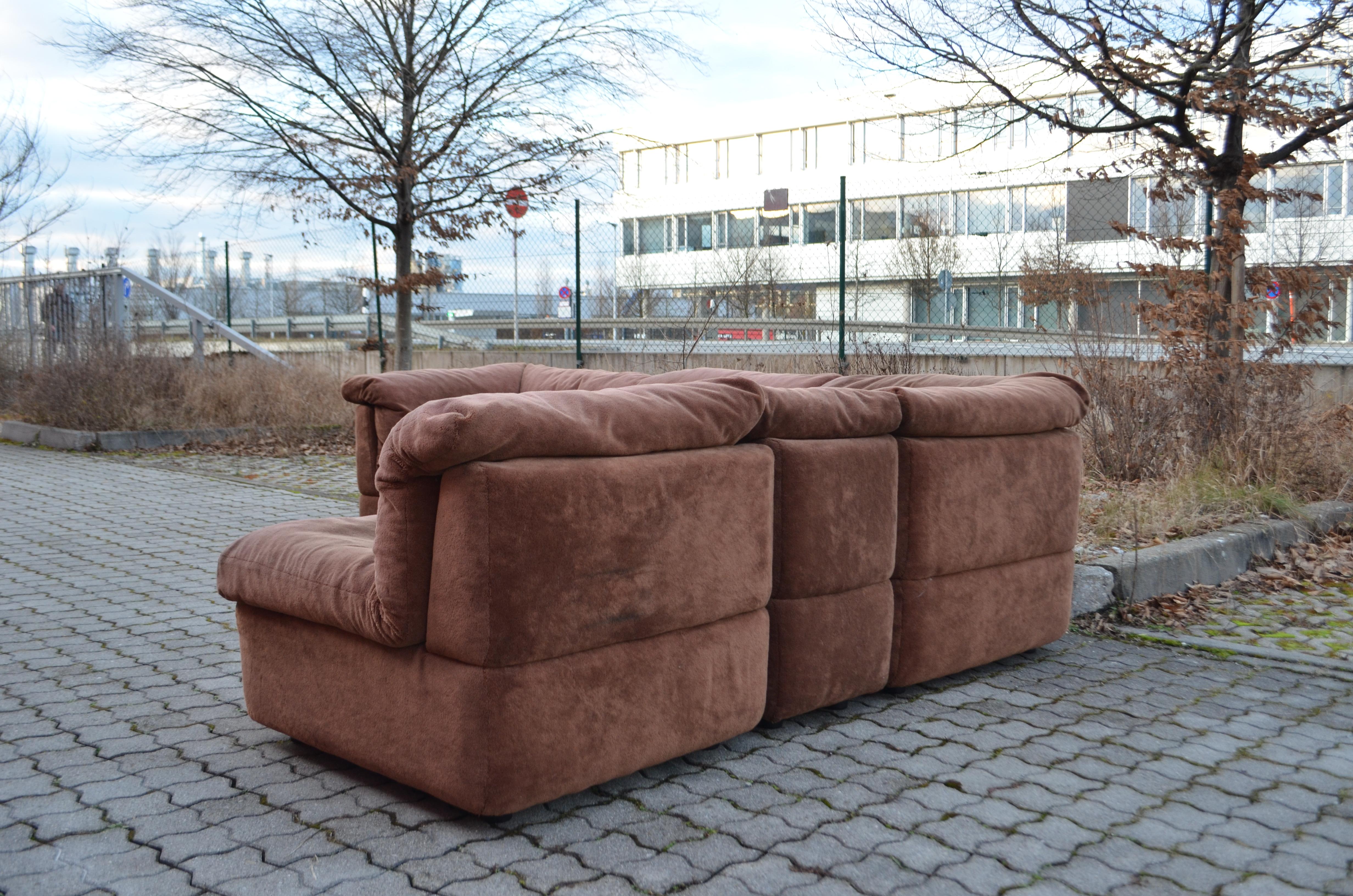 Fabric Rolf Benz Vintage Modular Brown Sectional Sofa 1970 For Sale