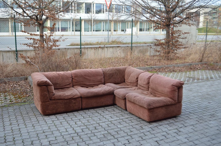 Rolf Benz Vintage Modular Brown Sectional Sofa 1970
