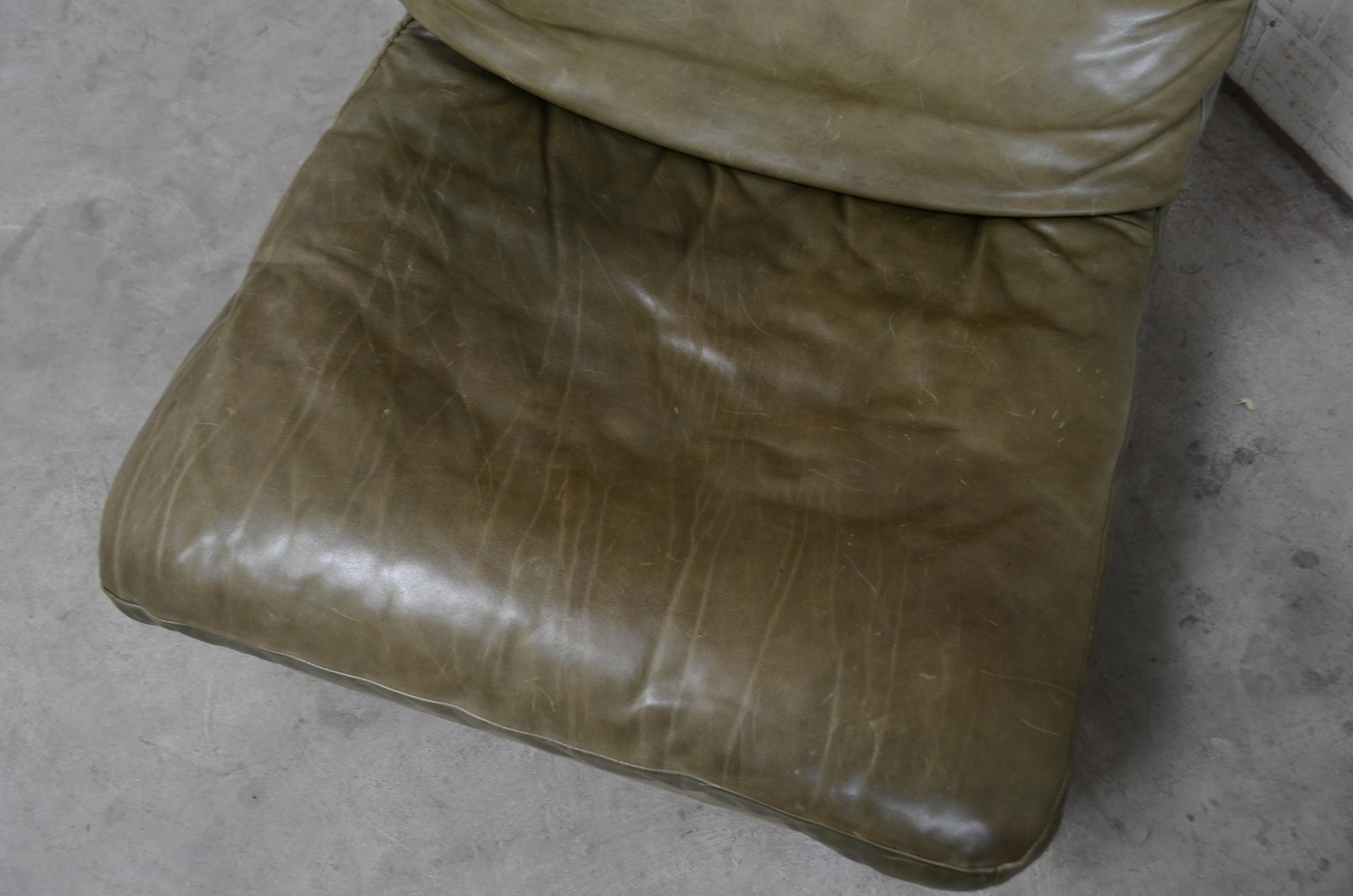 Rolf Benz Vintage Modular Green Leather Lounge Sofa, Germany, 1970 4