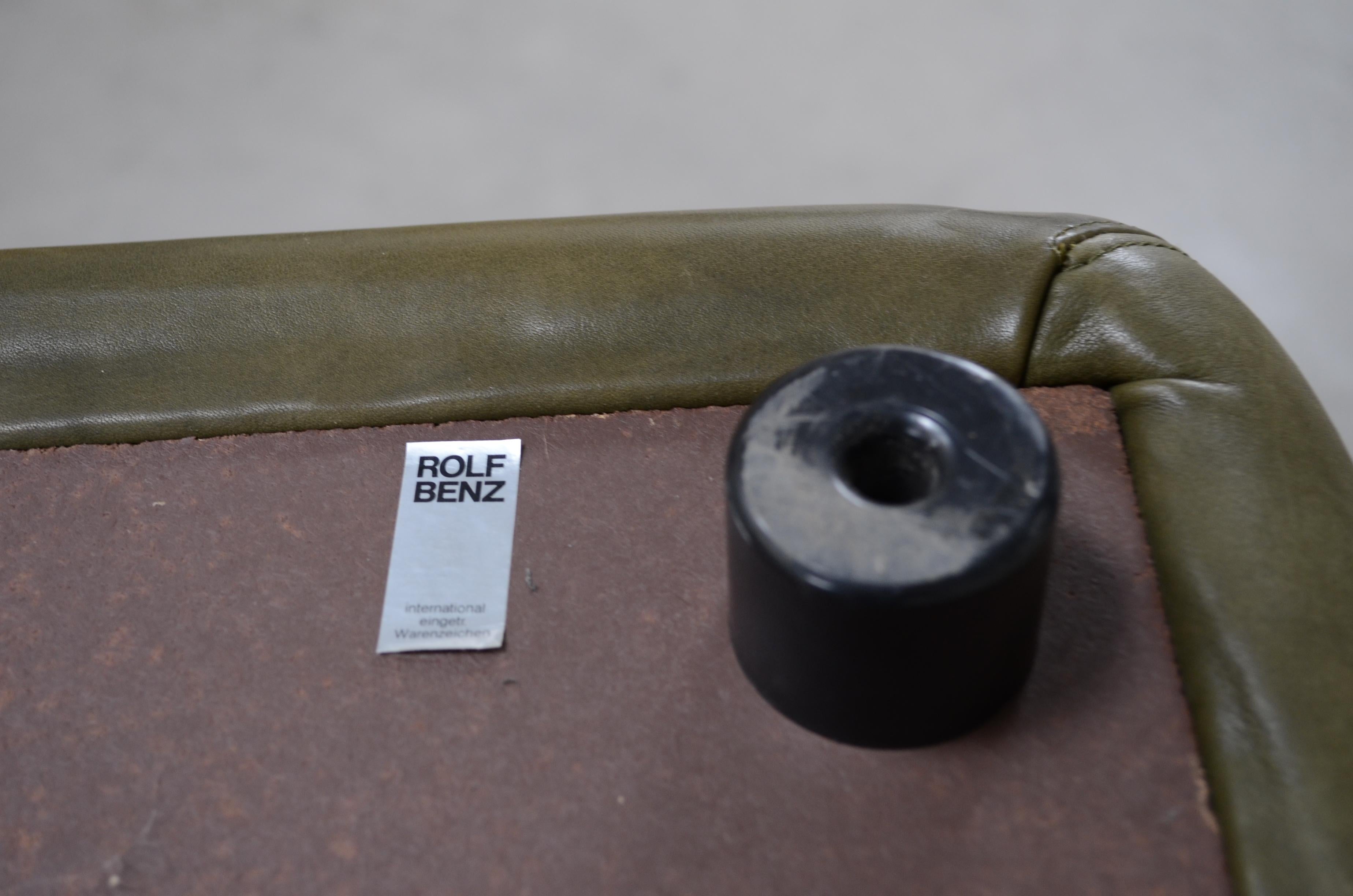 Rolf Benz Vintage Modular Green Leather Lounge Sofa, Germany, 1970 10