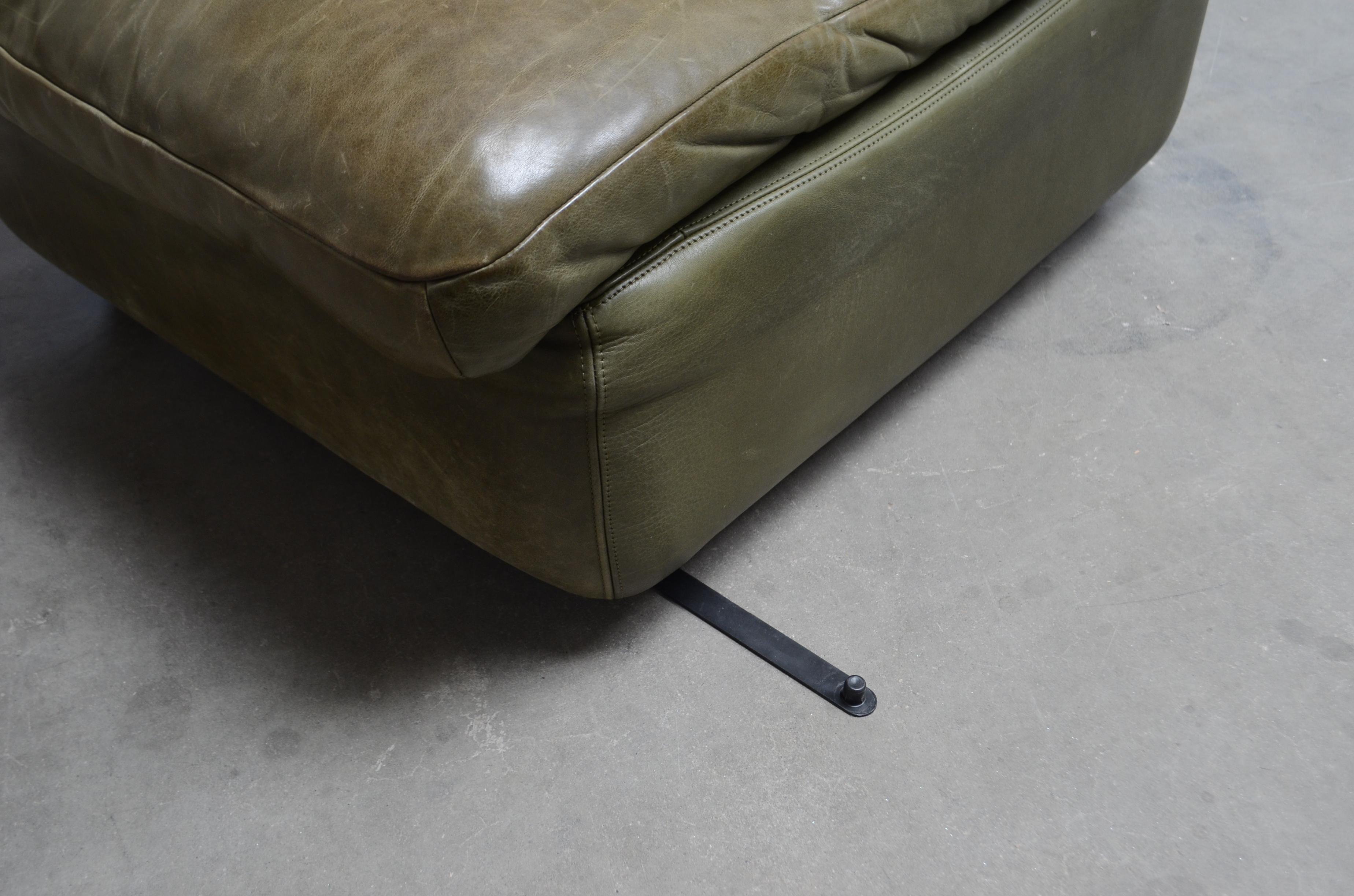 Rolf Benz Vintage Modular Green Leather Lounge Sofa, Germany, 1970 11