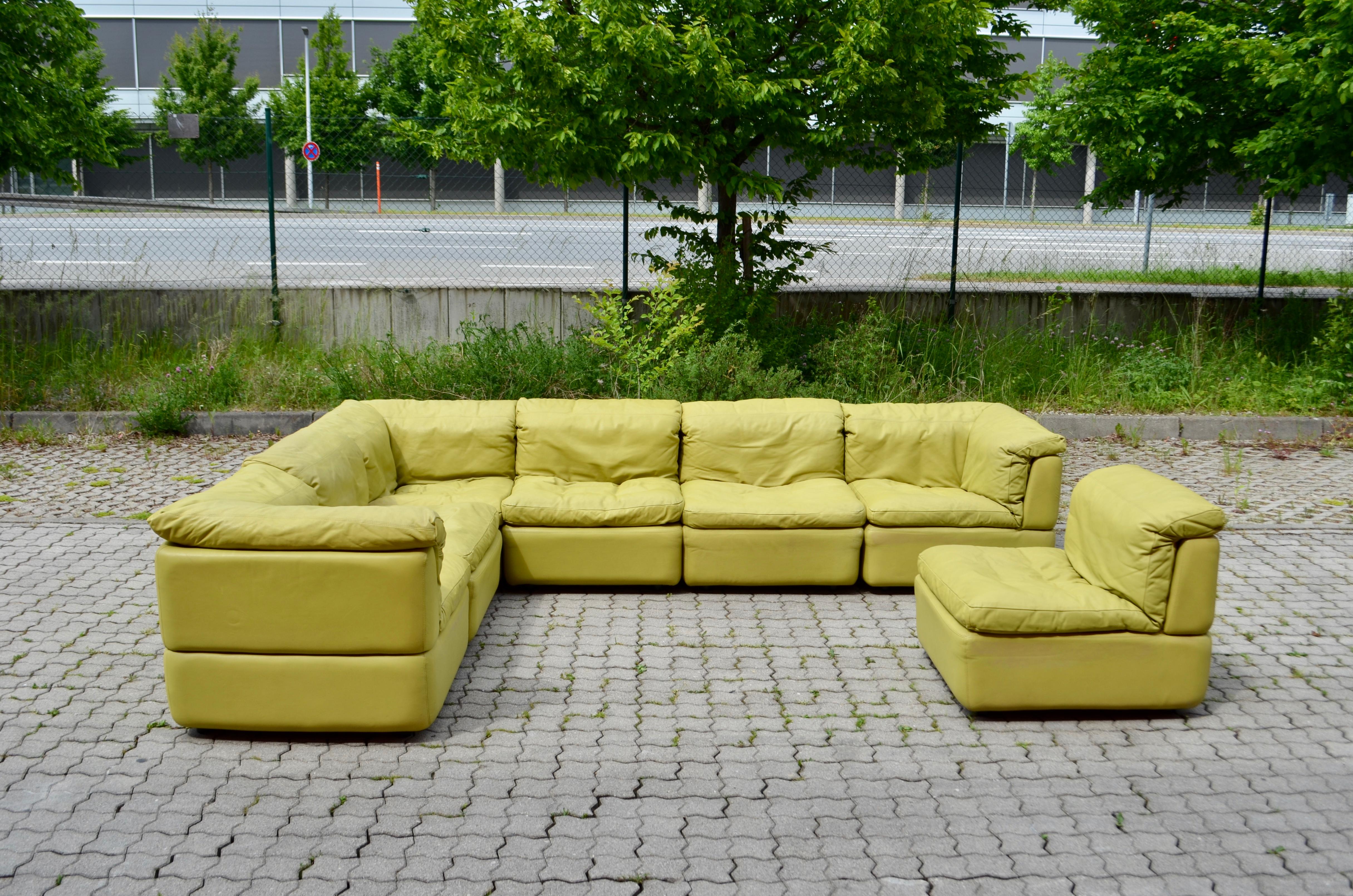 Allemand Fauteuil de salon modulaire vert lime Rolf Benz, Allemagne, 1970