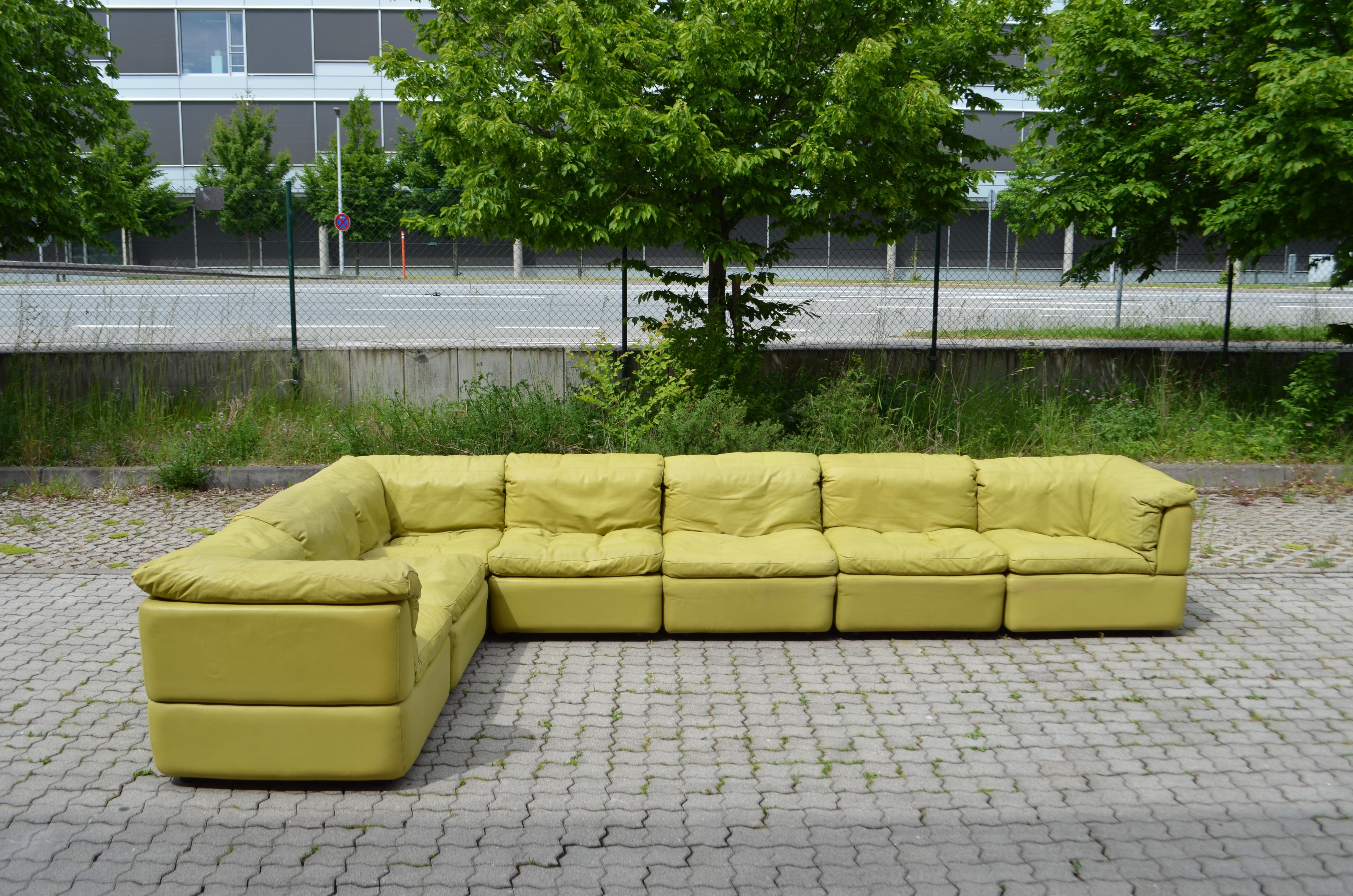 Fauteuil de salon modulaire vert lime Rolf Benz, Allemagne, 1970 Bon état à Munich, Bavaria