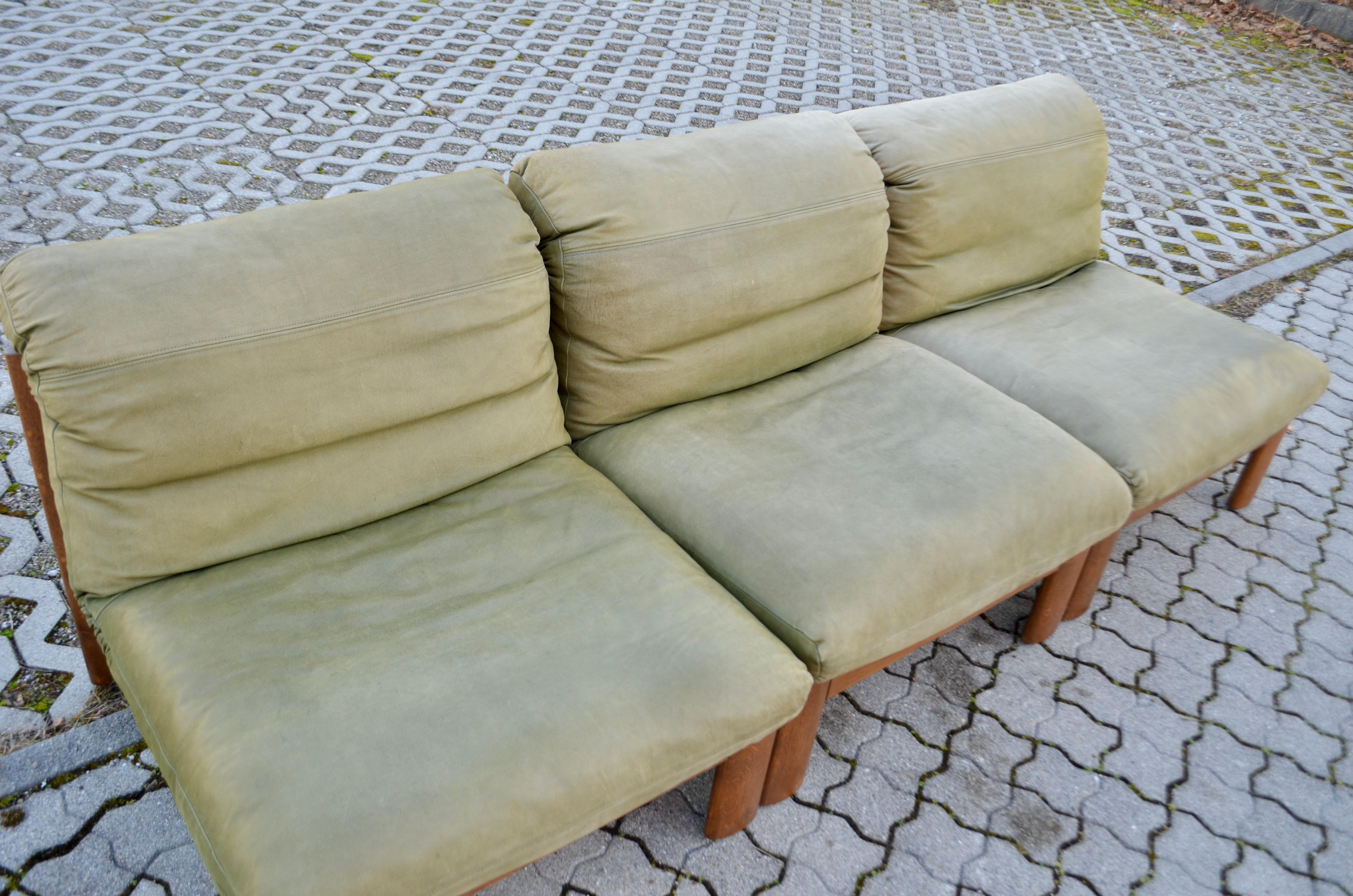 Modern Rolf Benz Vintage Modular Living Room Suite Leather Lounge Sofa, Germany For Sale