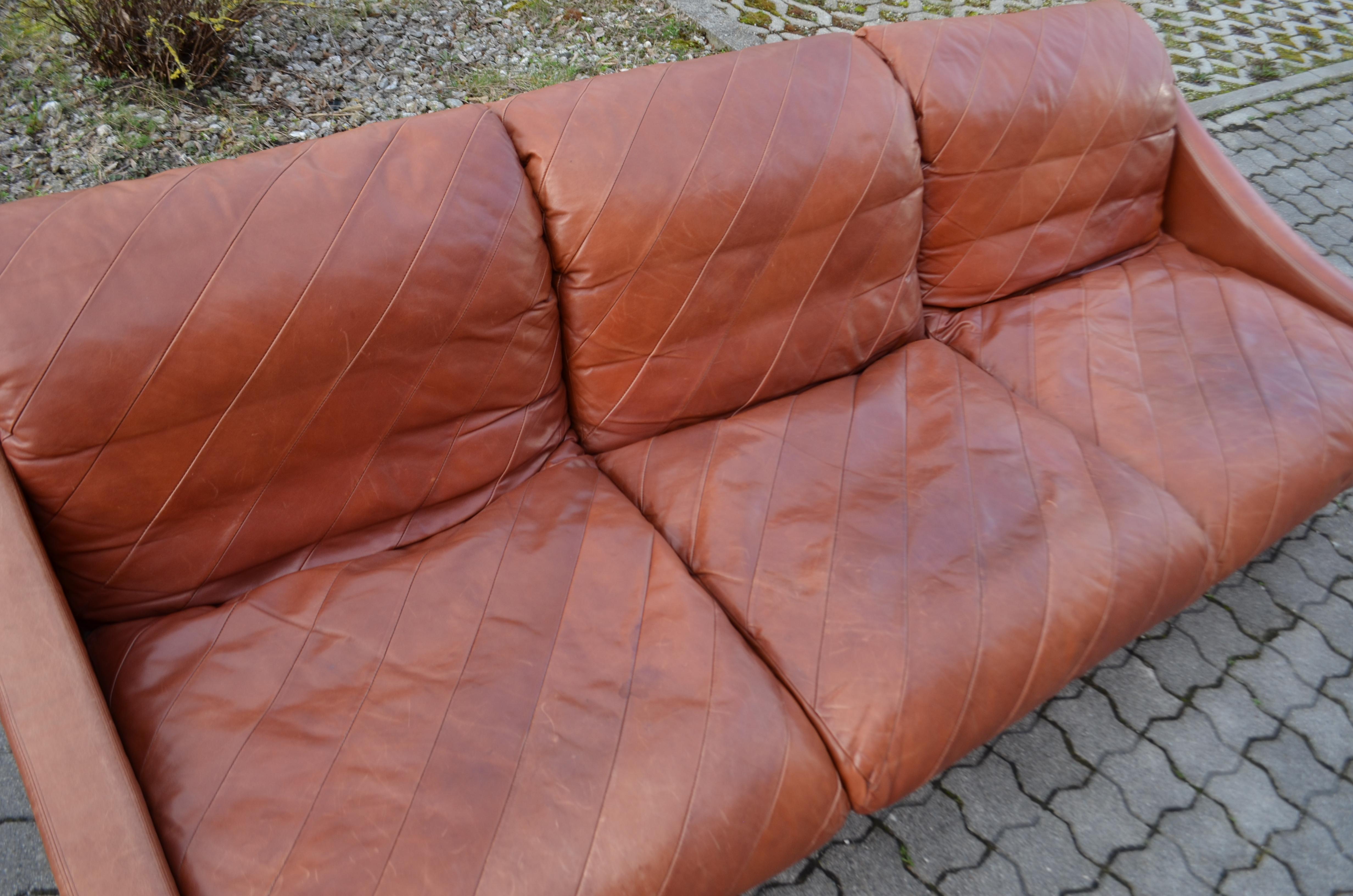 Rolf Benz Vintage Oxred Leather Living room Sofa Ensemble, Germany, 1970 For Sale 1