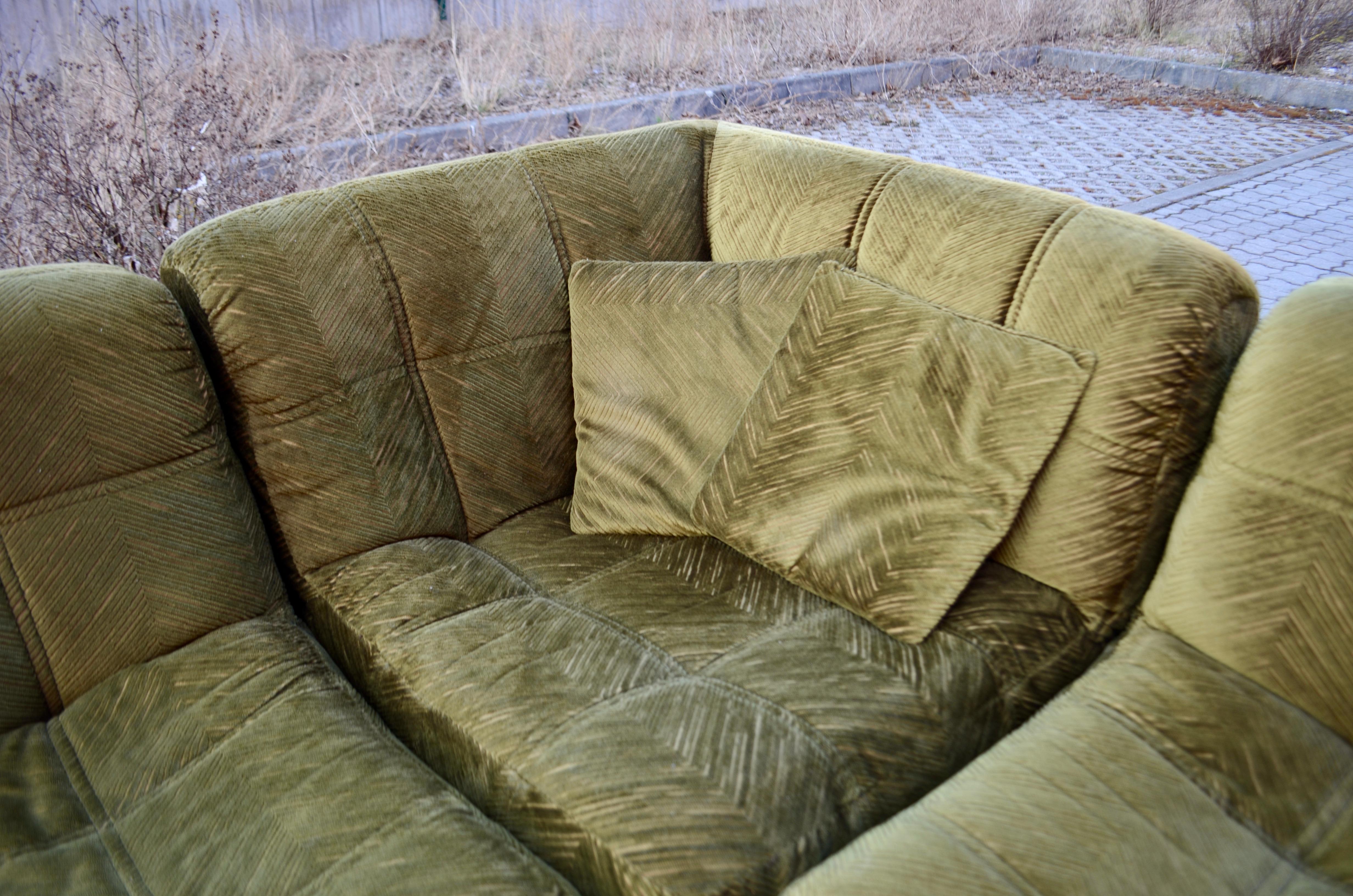 Rolf Benz Vintage Togo Living Room Suite Modular 70ties Mossgreen Sectional Sofa 3