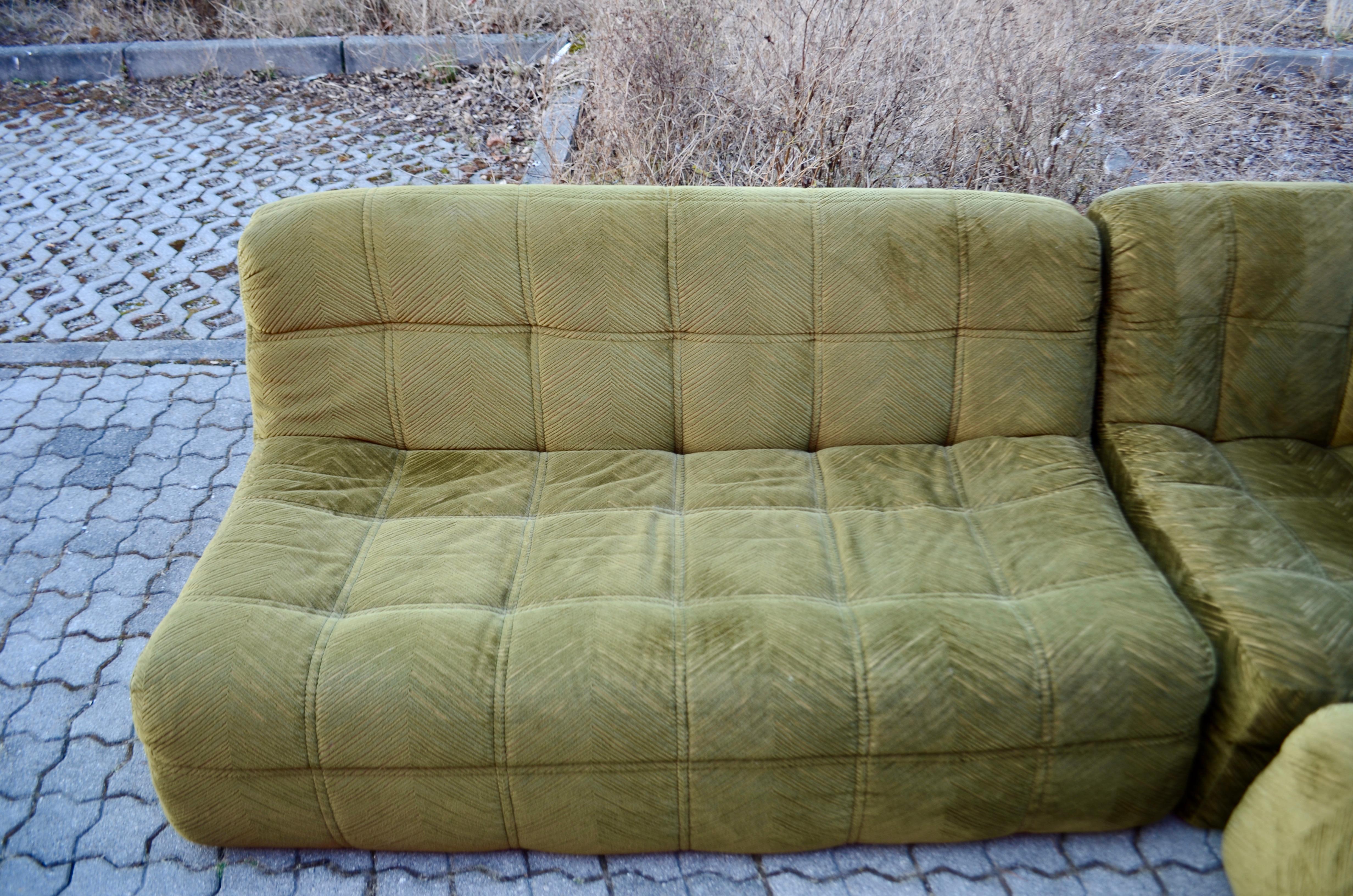 Rolf Benz Vintage Togo Living Room Suite Modular 70ties Mossgreen Sectional Sofa 6