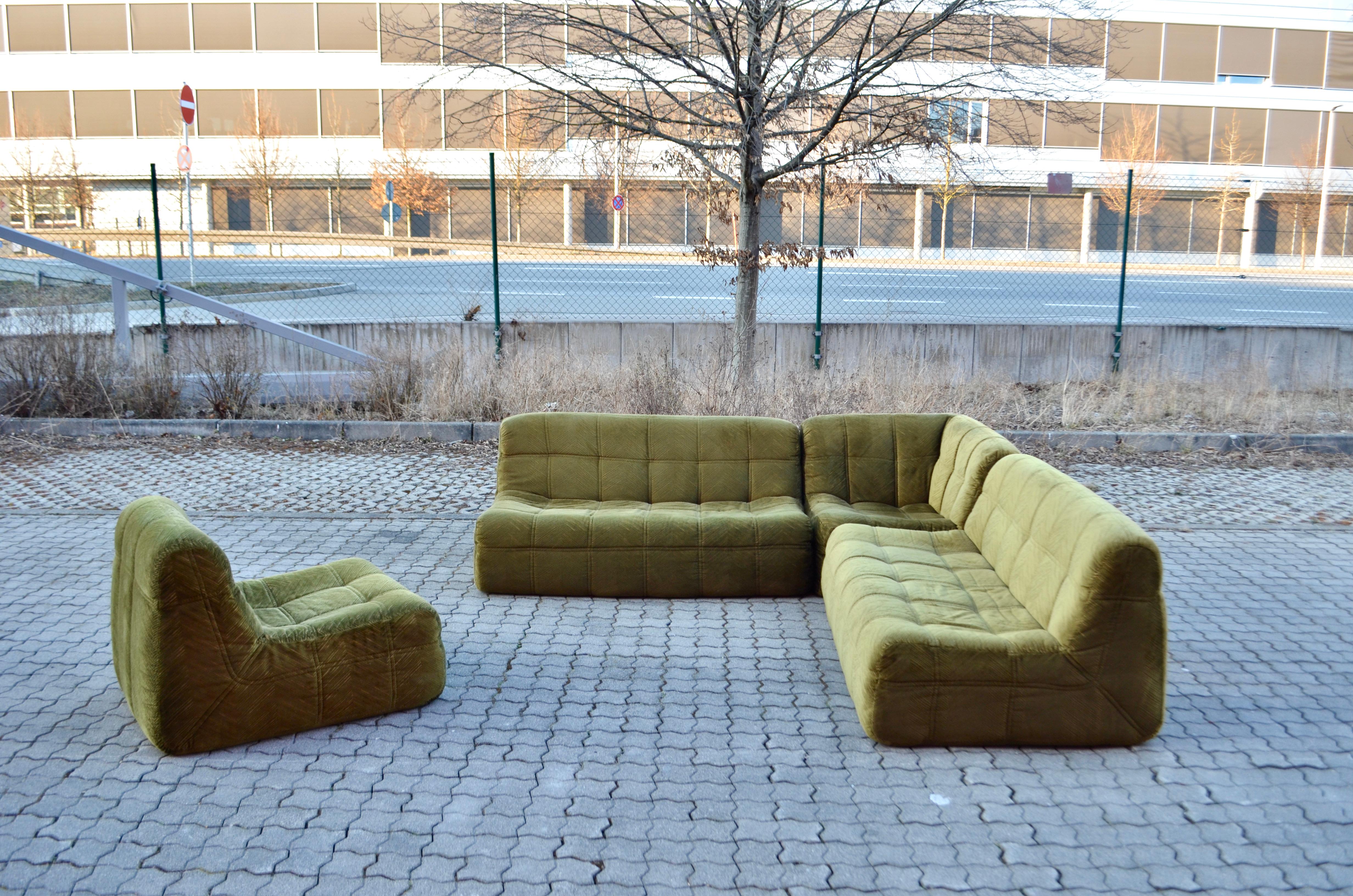 Modern Rolf Benz Vintage Togo Living Room Suite Modular 70ties Mossgreen Sectional Sofa