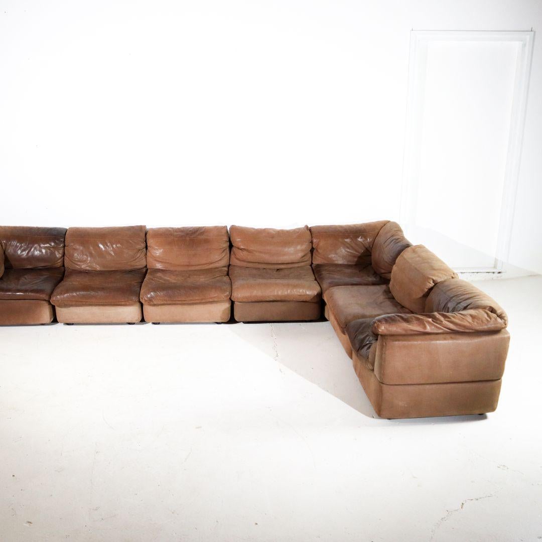 Mid-Century Modern Rolf Benz XL Leather Sectional Sofa