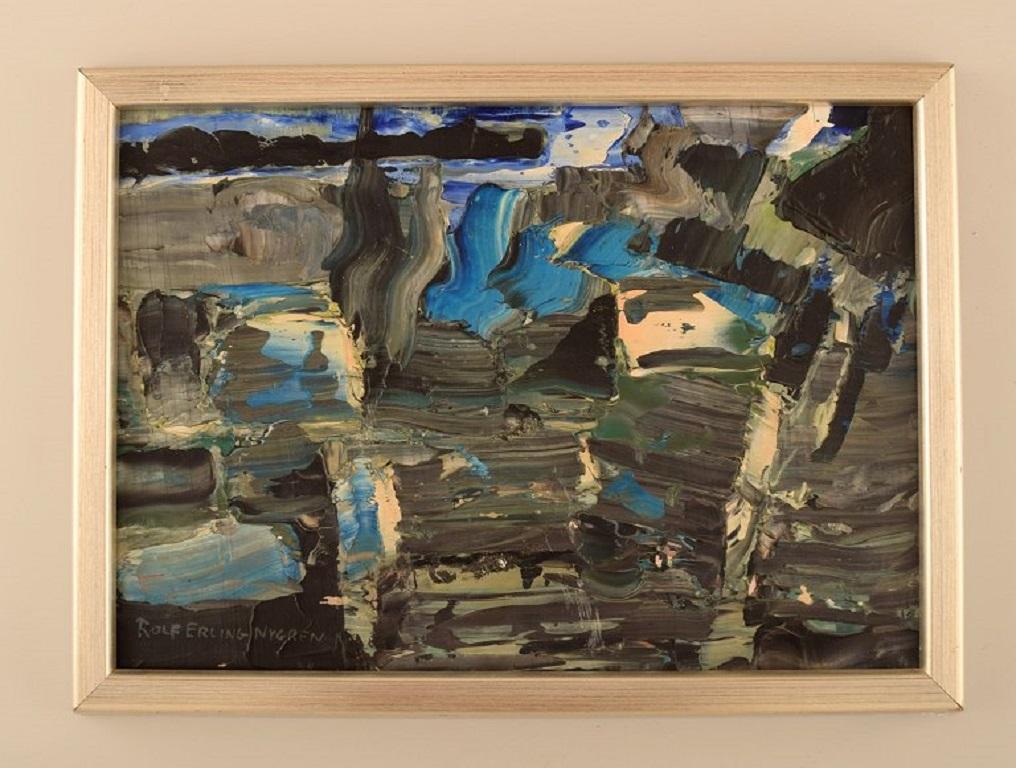 Rolf Erling Nygren (1925-2010), Sweden. Oil on board. Abstract composition. 1960s.
The canvas measures: 27 x 19 cm.
The frame measures: 2 cm.
In excellent condition.
Signed.