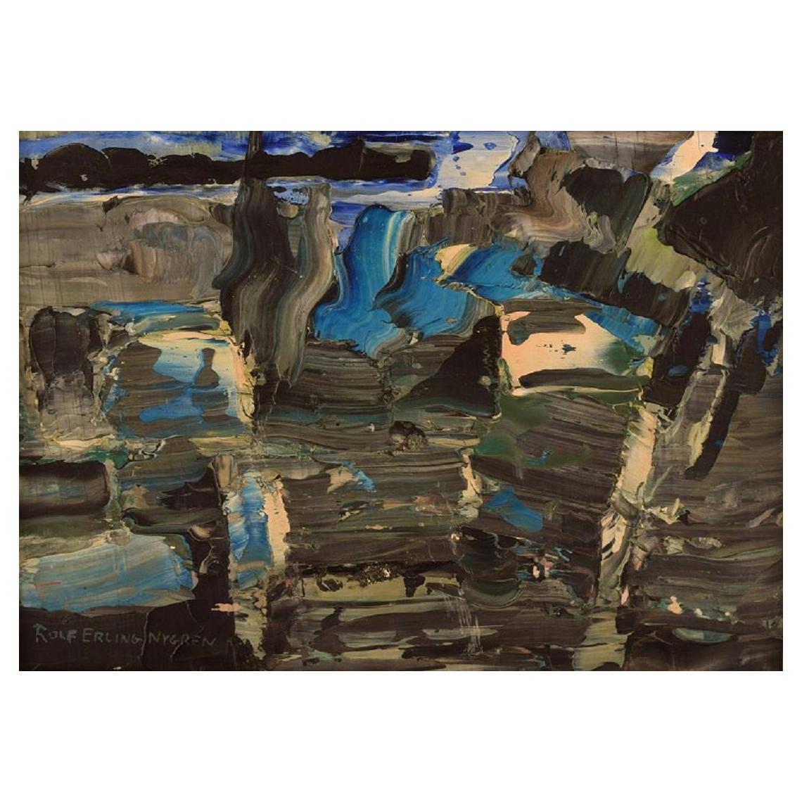 Rolf Erling Nygren '1925-2010', Sweden, Oil on Board, Abstract Composition For Sale