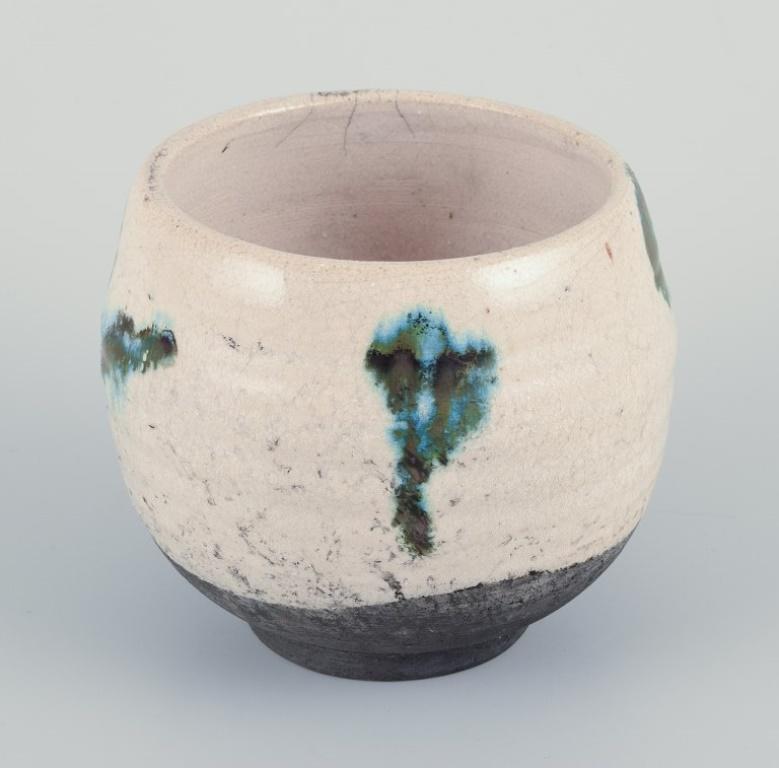 Vernissé Rolf Fagerberg, céramiste suédois. Jarre unique en céramique avec motif abstrait en vente
