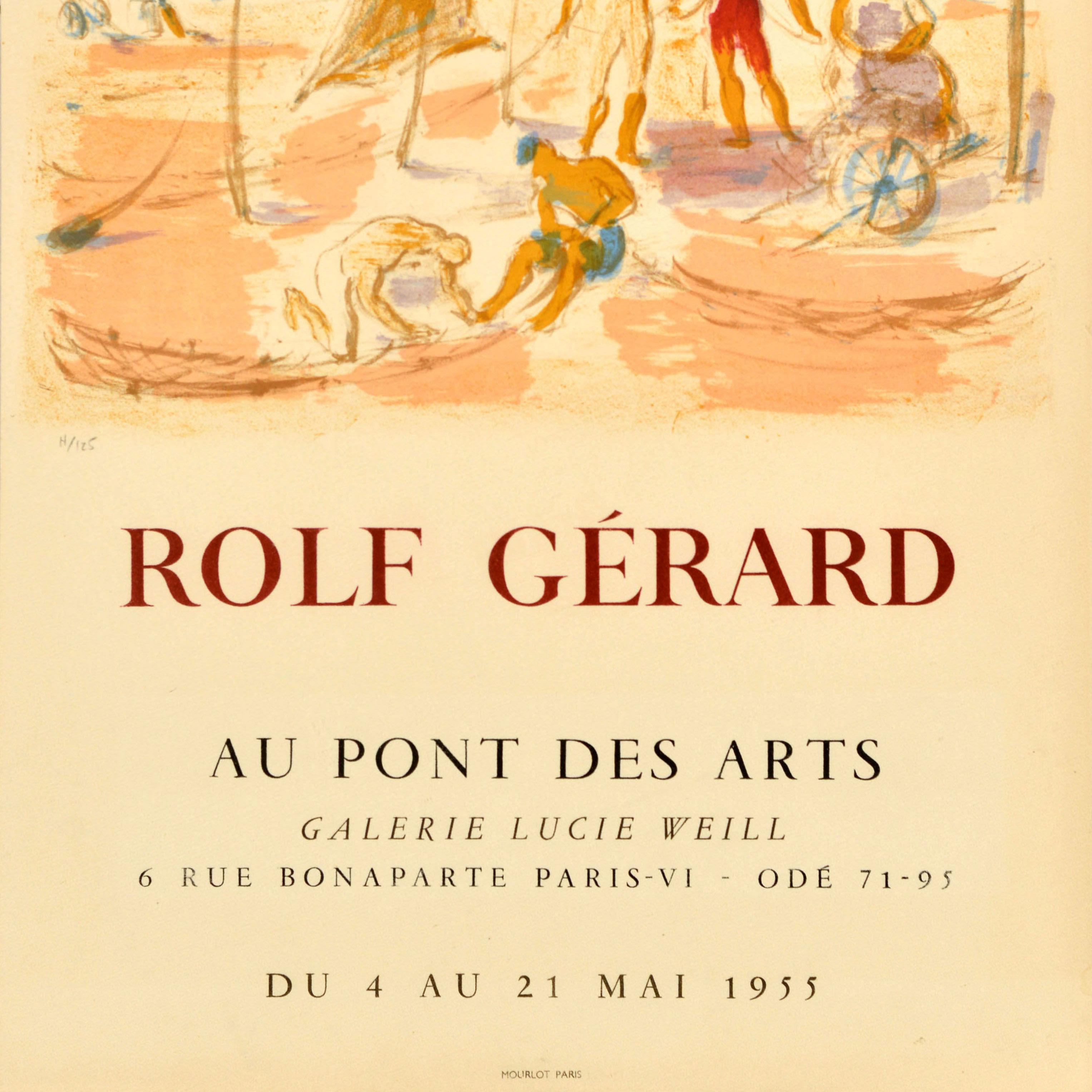 Original Vintage Art Exhibition Poster Rolf Gerard Pont Des Arts Lucie Weill For Sale 3