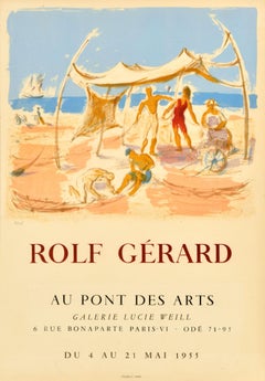 Original Vintage Art Exhibition Poster Rolf Gerard Pont Des Arts Lucie Weill