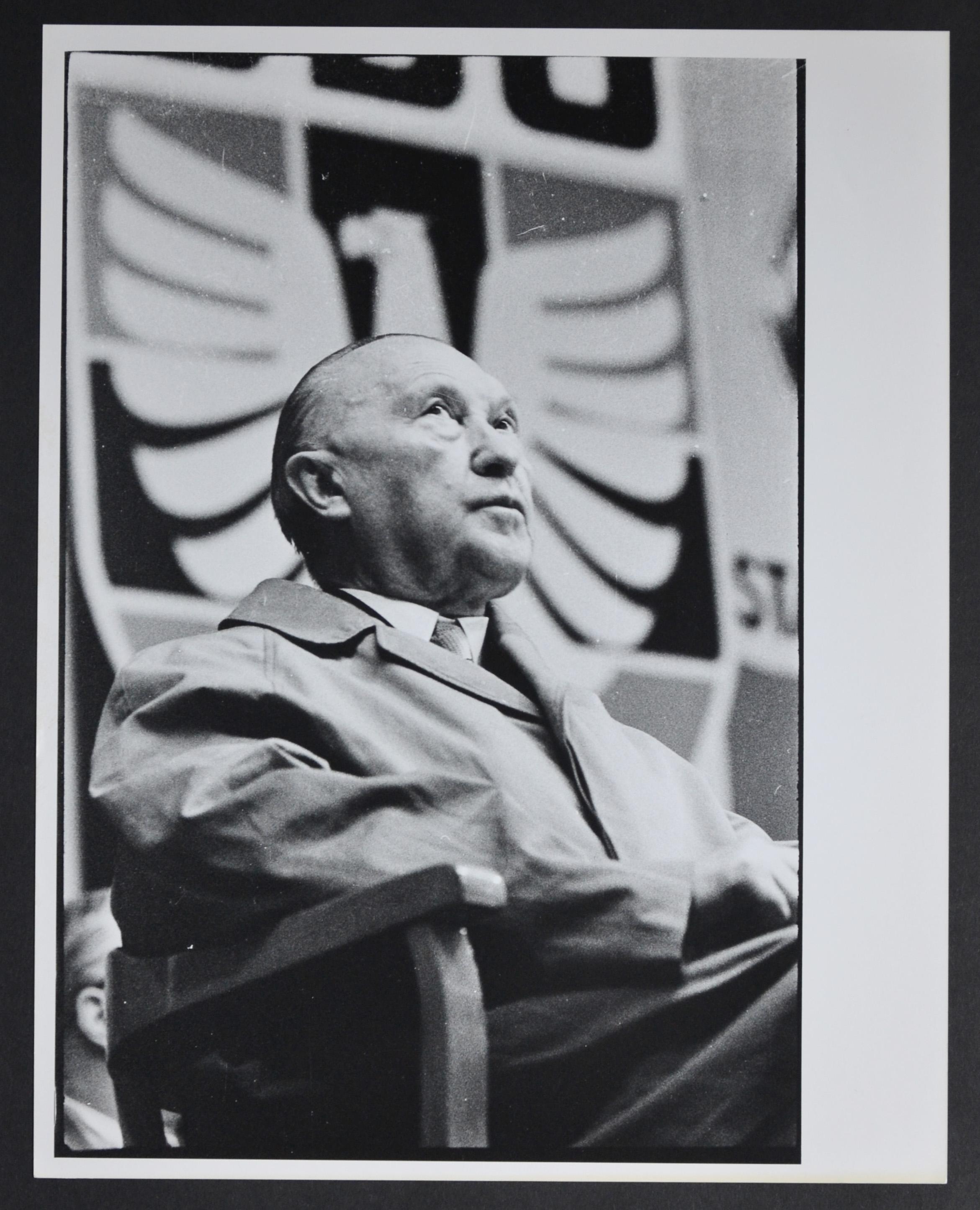 Rolf Gillhausen Black and White Photograph - Chancellor Konrad Adenauer sitting, 1950s.