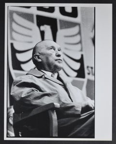 Retro Chancellor Konrad Adenauer sitting, 1950s.