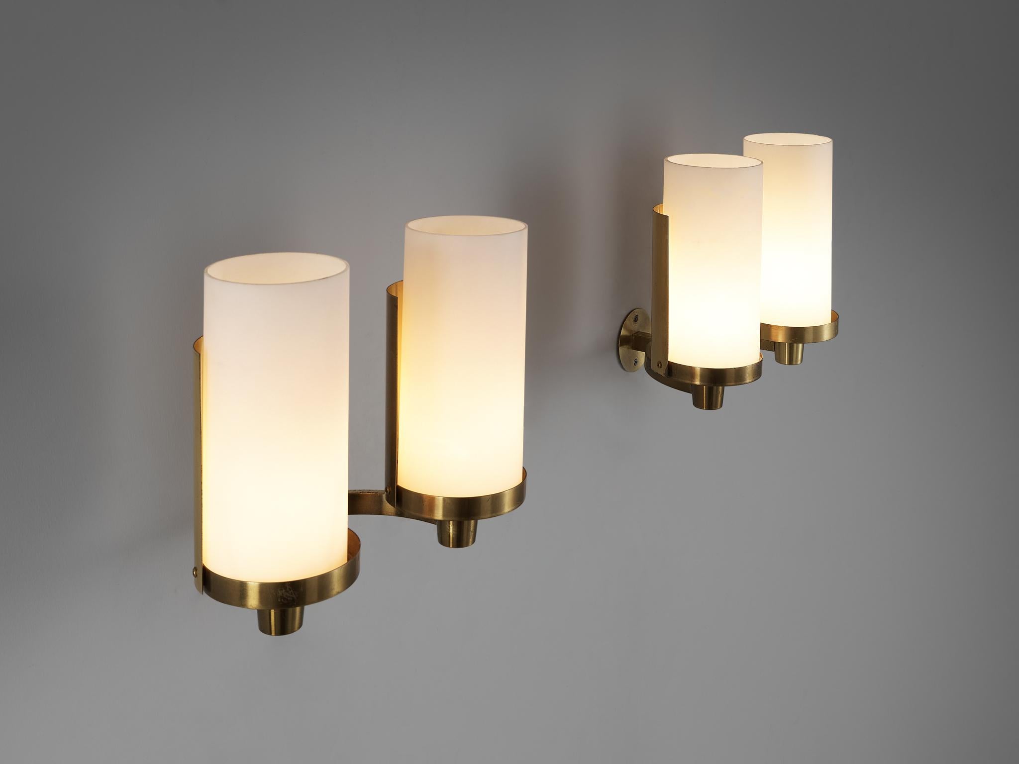 Rolf Graae Wall Lights in Opal Glass and Brass  In Good Condition For Sale In Waalwijk, NL