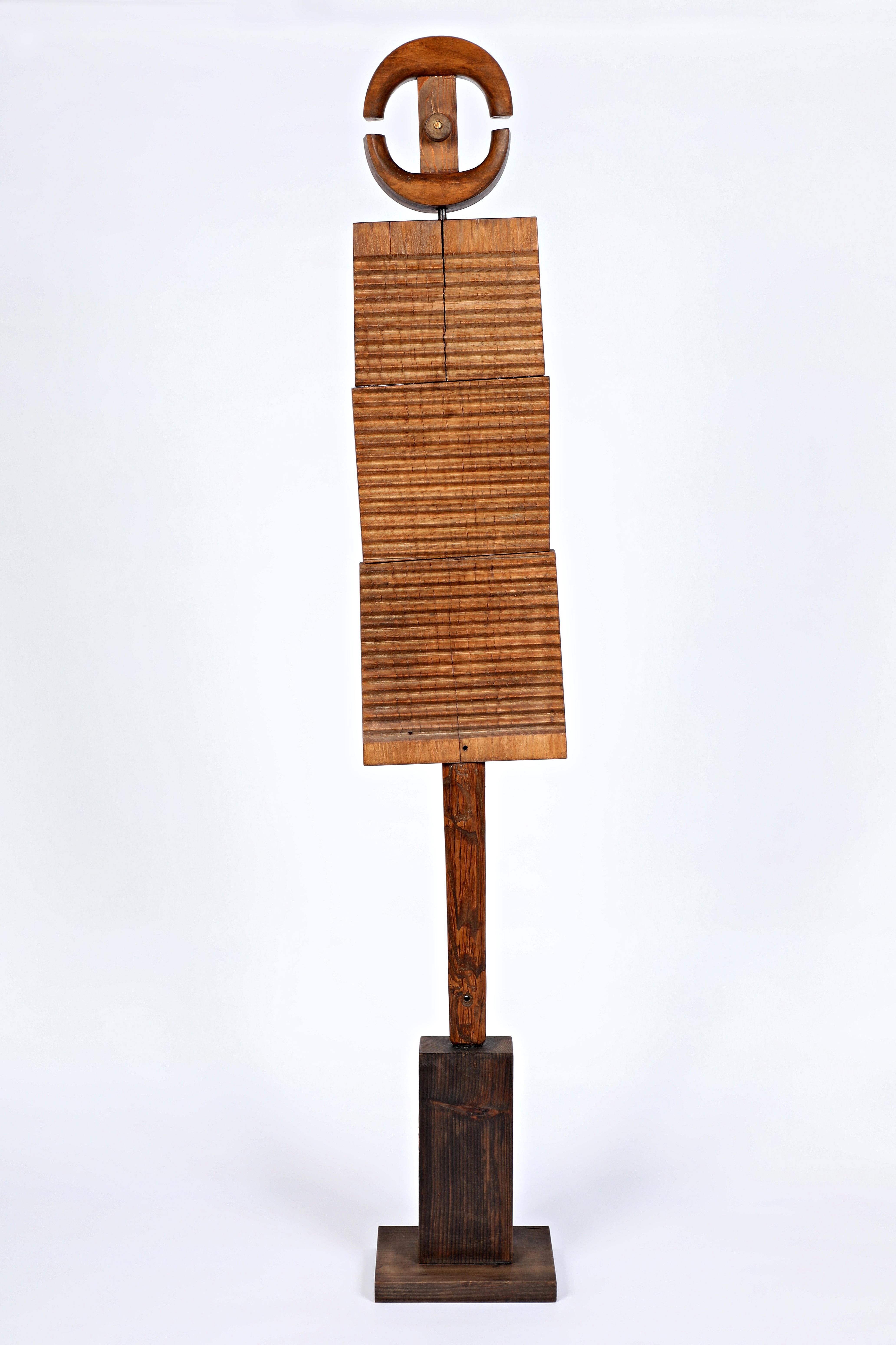 Post-War Abstract Wooden Sculptures 1994 German Artist Rolf Hans "Figur X"