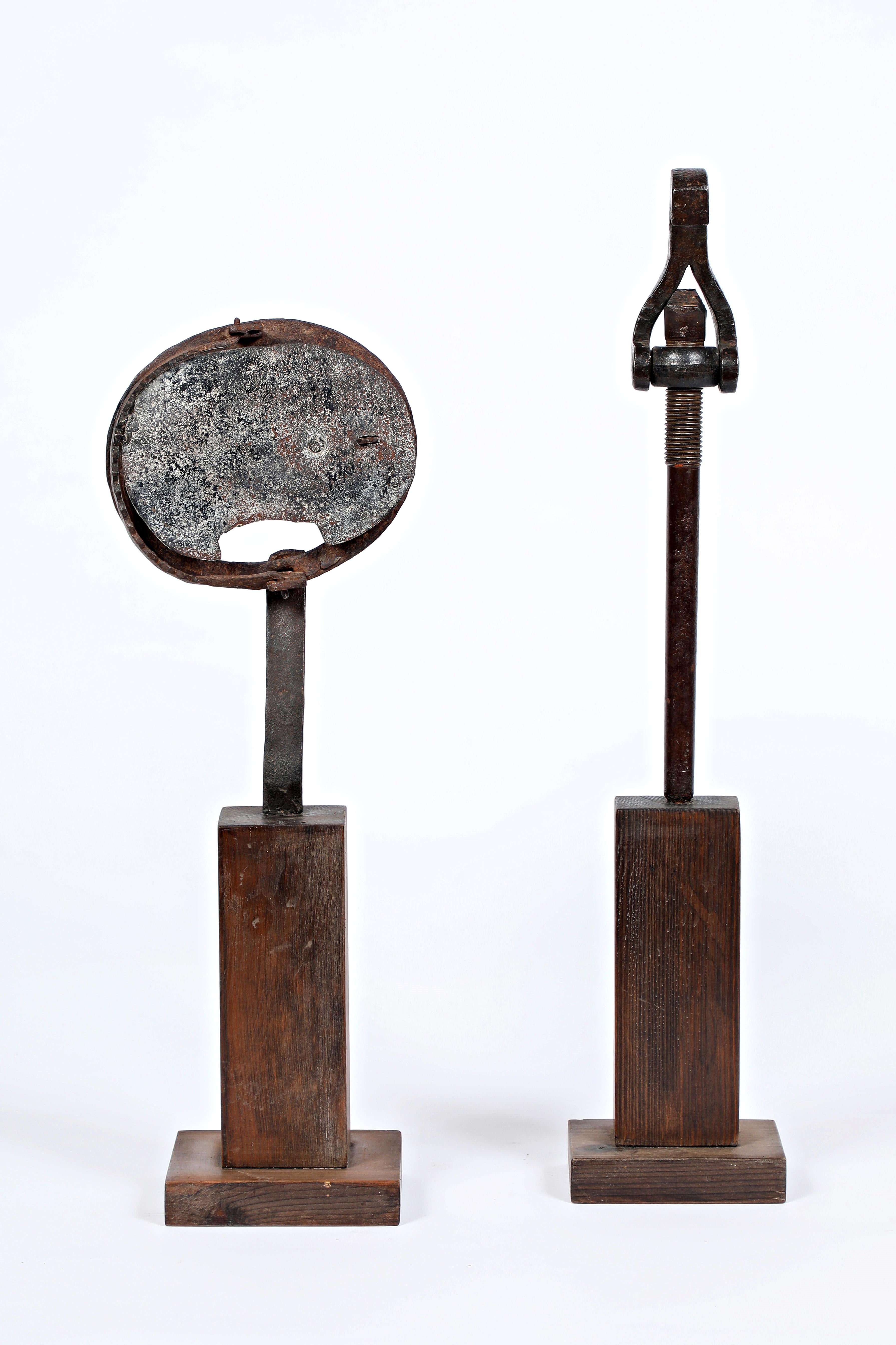 Two Post-War Abstract Iron Sculptures 1991 German Artist Rolf Hans