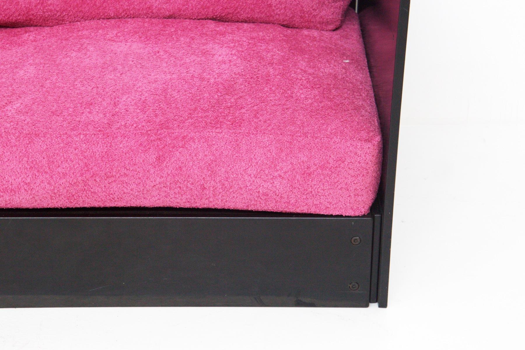 pink boucle sofa