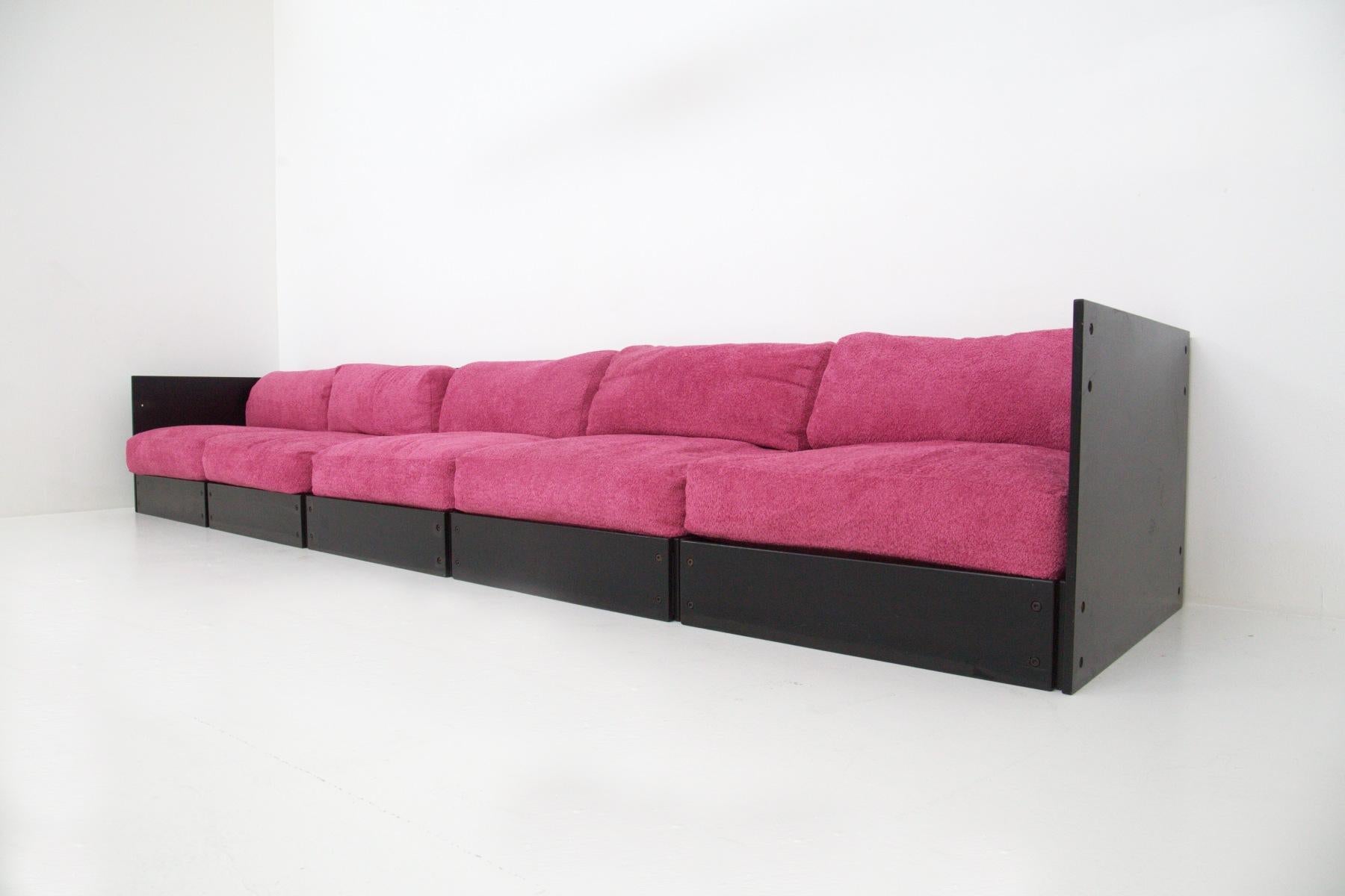 Mid-Century Modern Rolf Heide Vintage Sofa for ICF in Pink Bouclé