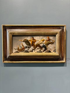 Peinture à l'huile « The Fishermans Fight Study #2 », des hommes chevauchant un bateau dans les mers d'orage