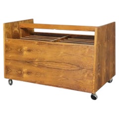 Rolf Hesland Designed Rolling Record/ Magazine Caddy by Bruksbo