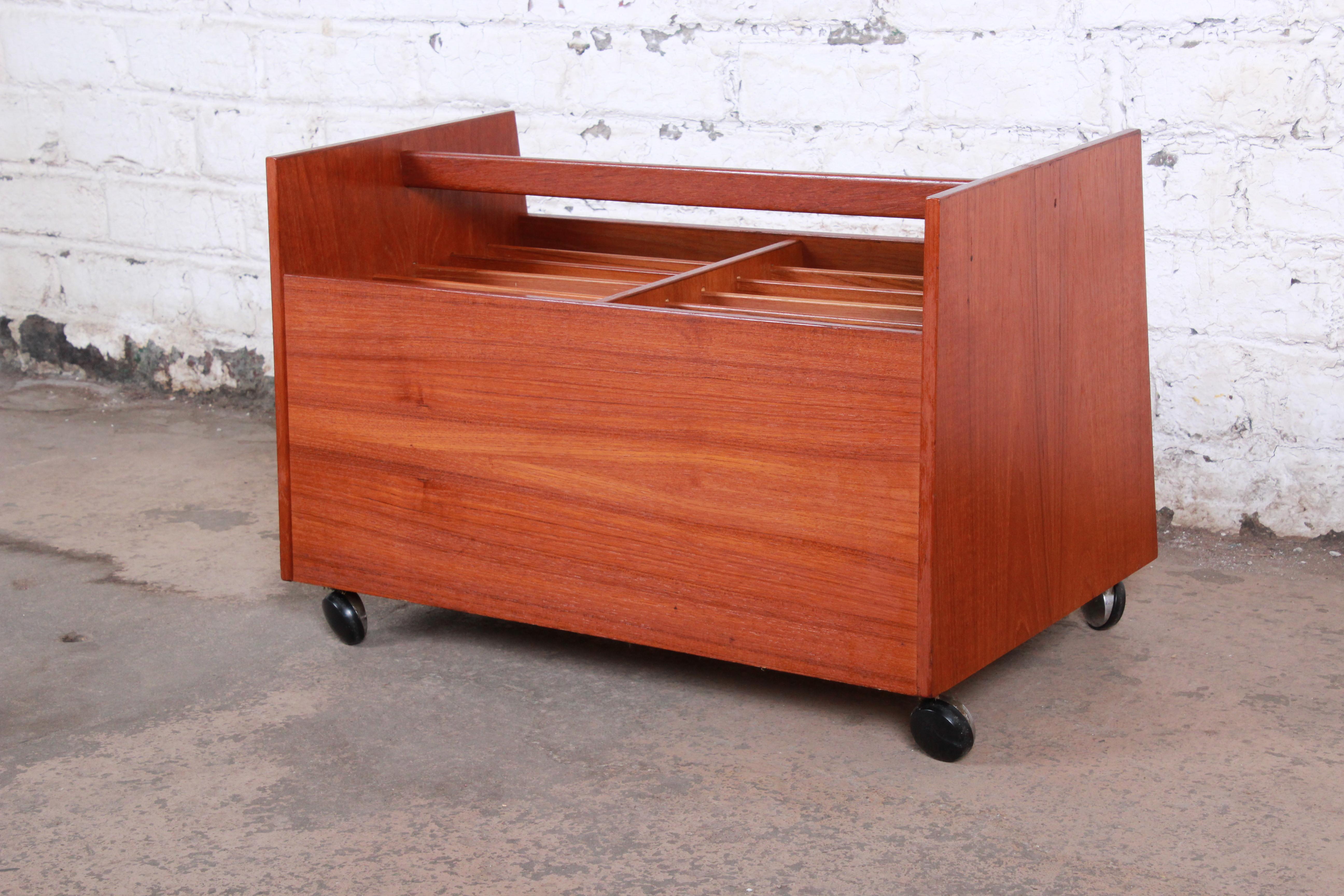Mid-Century Modern Rolf Hesland for Bruskbø Scandinavian Modern Teak Record Holder or Magazine Rack