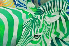Zebraparade Postmoderne Pop-Art mit farbenfrohen Zebra-Tierherden in leuchtenden Farben