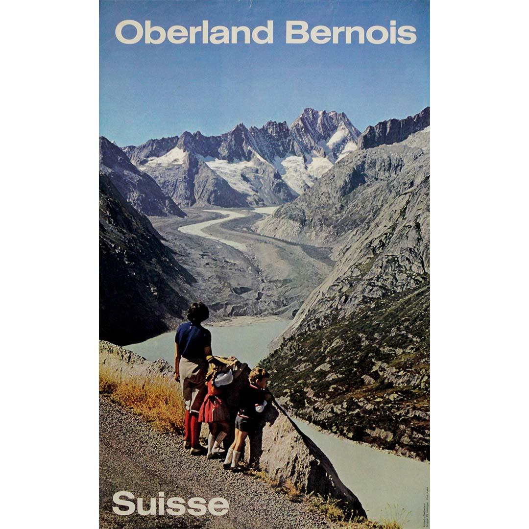 Poster di viaggio originale del 1960 per le Alpi svizzere - Oberland bernese - Print di Rolf Krebs