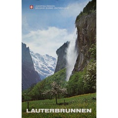 circa 1970 original travel poster Suisse Jungfrau Region Lauterbrunnen