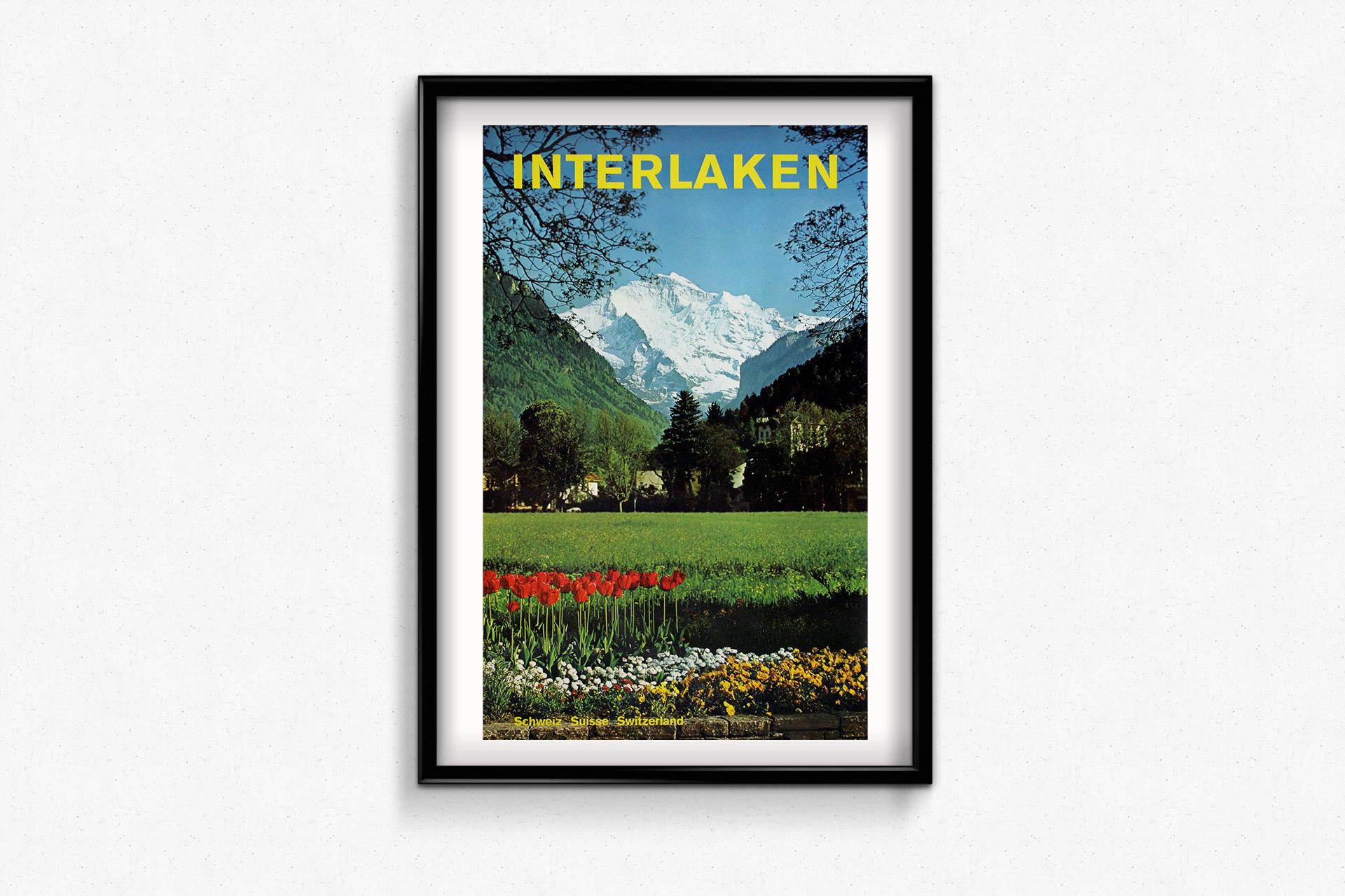 Original travel poster Swiss photograph Rolf Krebs - Suisse Interlaken For Sale 1